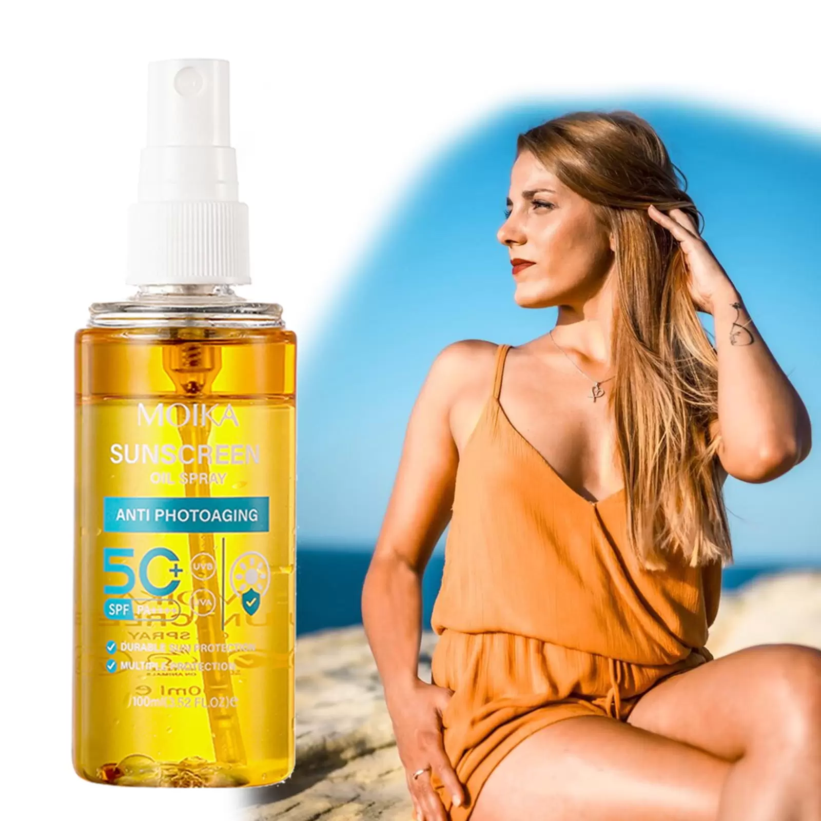 BadyminCSL Beauty and Personal Care under $5 Body Glowy Sunscreen Oil Spray SPF50+ Summer Refreshing Moisturizing Isolation and Protection Body 100ML