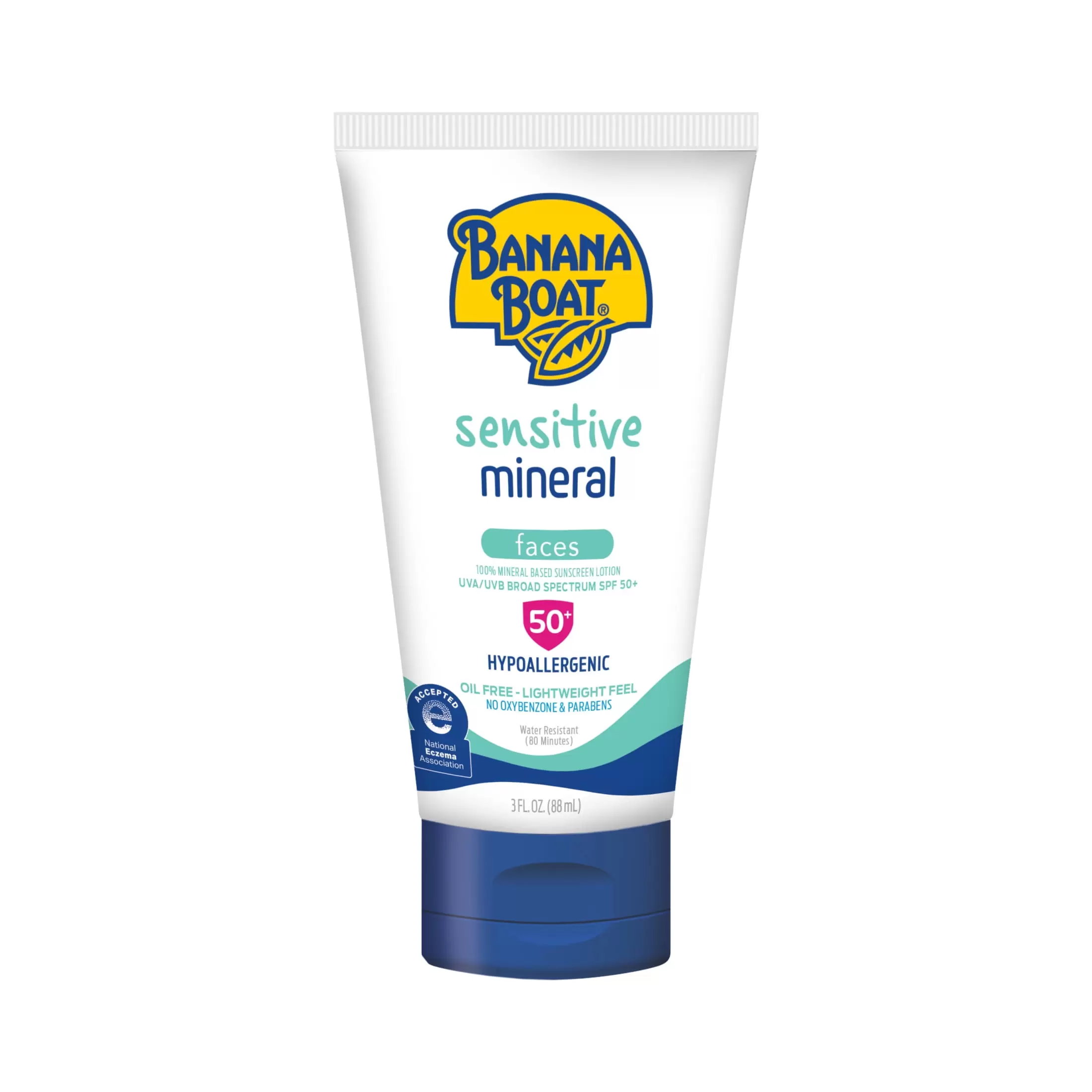 Banana Boat Sensitive 100% Mineral Face Sunscreen Lotion SPF 50. Travel Size Sunscreen. 3oz