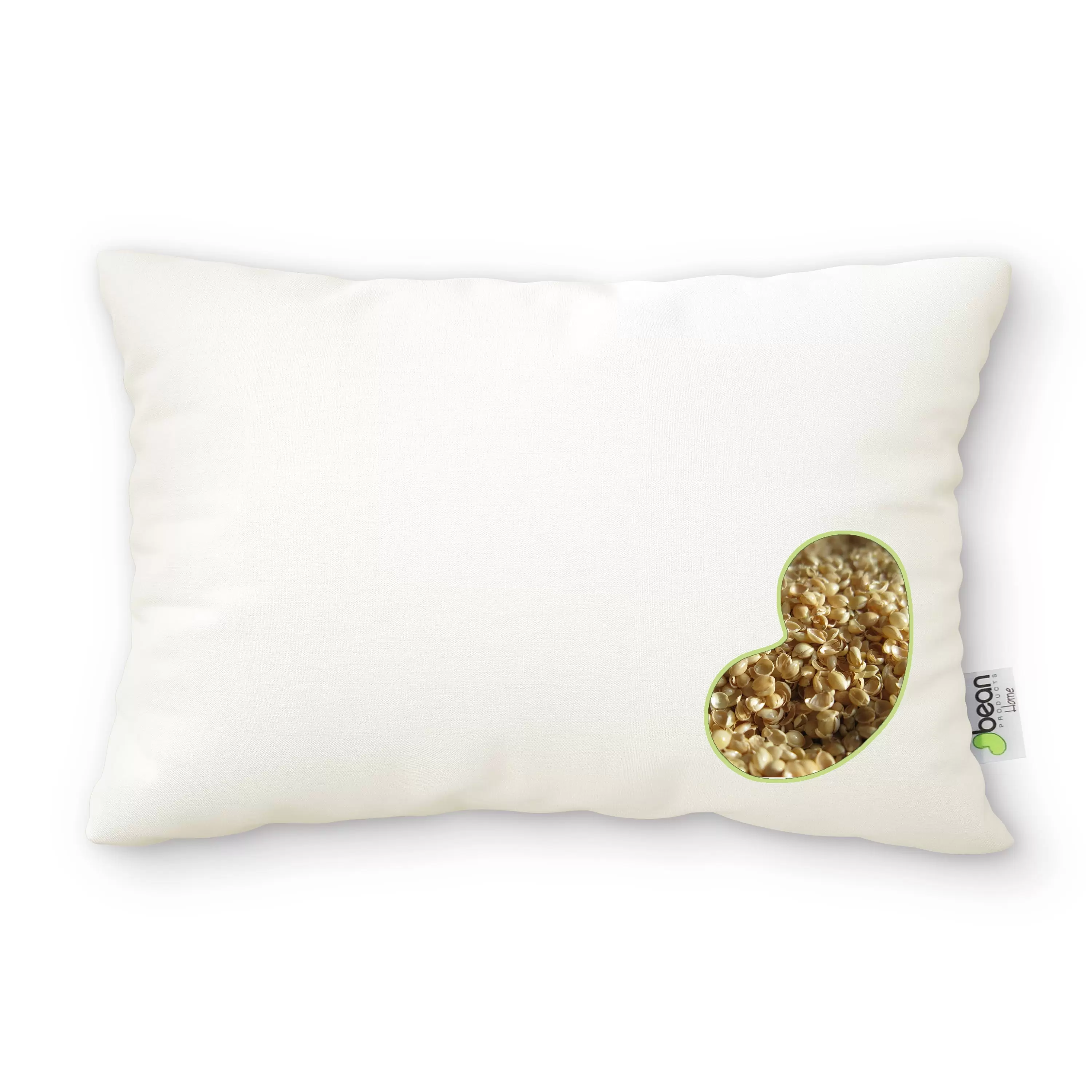 Bean Products WheatDreamz Queen Pillow - 20 x 30 - Organic Cotton Zippered Shell with Organic Millet Hull Filling - Made in USA