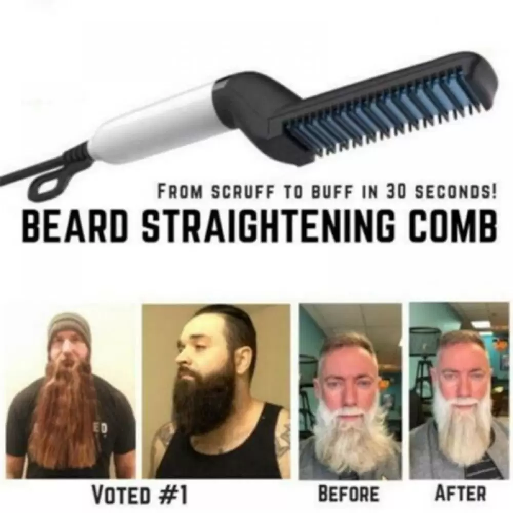 Beard Straightener- Faster Heated Ionic Beard Straightening Comb for Men- Travel Portable