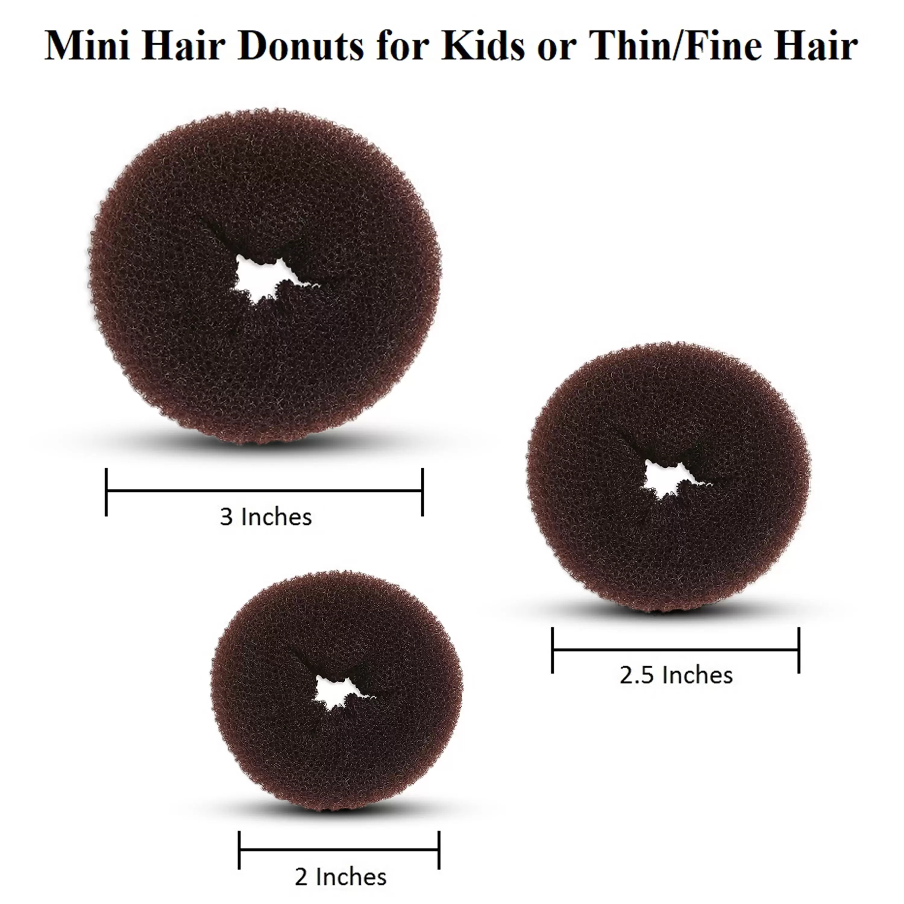 Beaute Galleria 3 Pieces Mini Hair Donuts Hair Bun Maker. Ballet Bun Chignon Updo for Kids or Thin Fine Hair (Medium. Small. Mini)