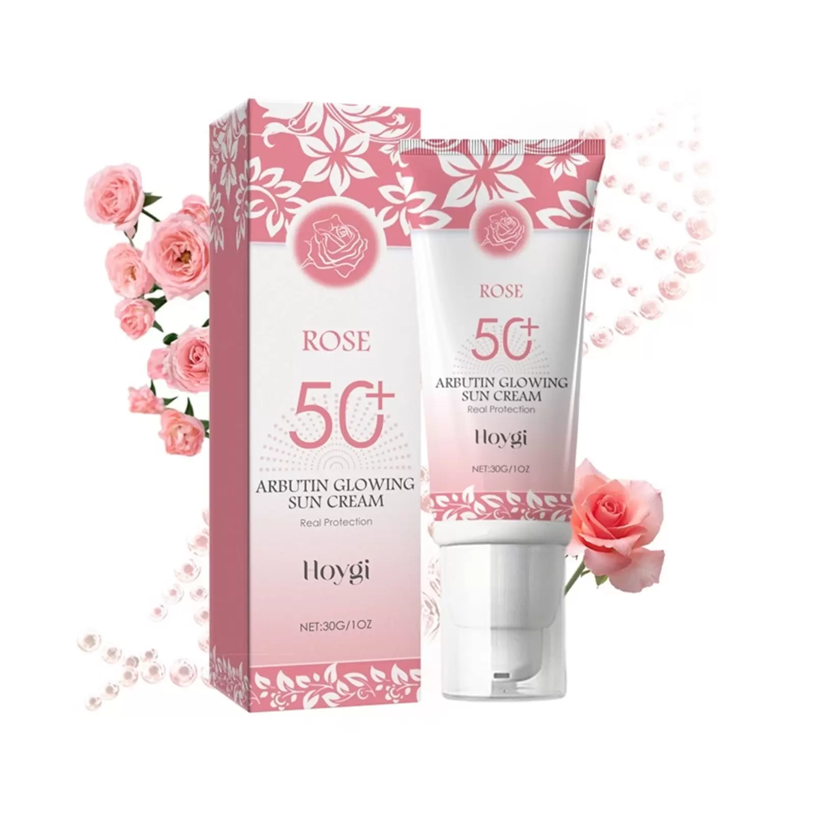 Beessbest Rose Glowing Sunscreen Sunscreen Korean Spf50+ Pa++++ Soothing Repairing Inhibit Melanin Production Deep Whitening Travel Size 30G