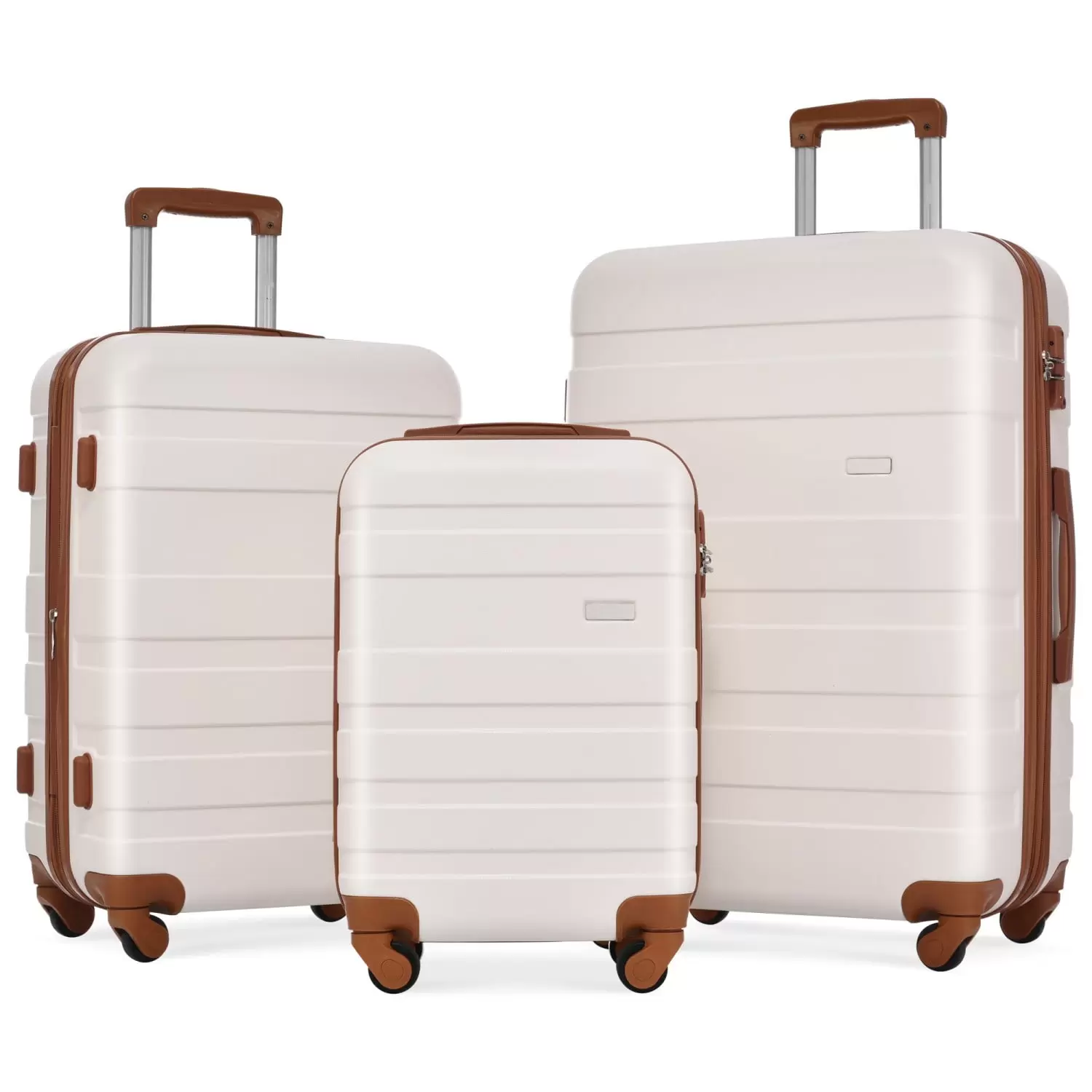 Best Luggage Sets New Model Expandable ABS Hardshell 3pcs Clearance Luggage Hardside Lightweight Durable Suitcase sets Spinner Wheels Suitcase with TSA Lock 20''24''28''( pink and brown)