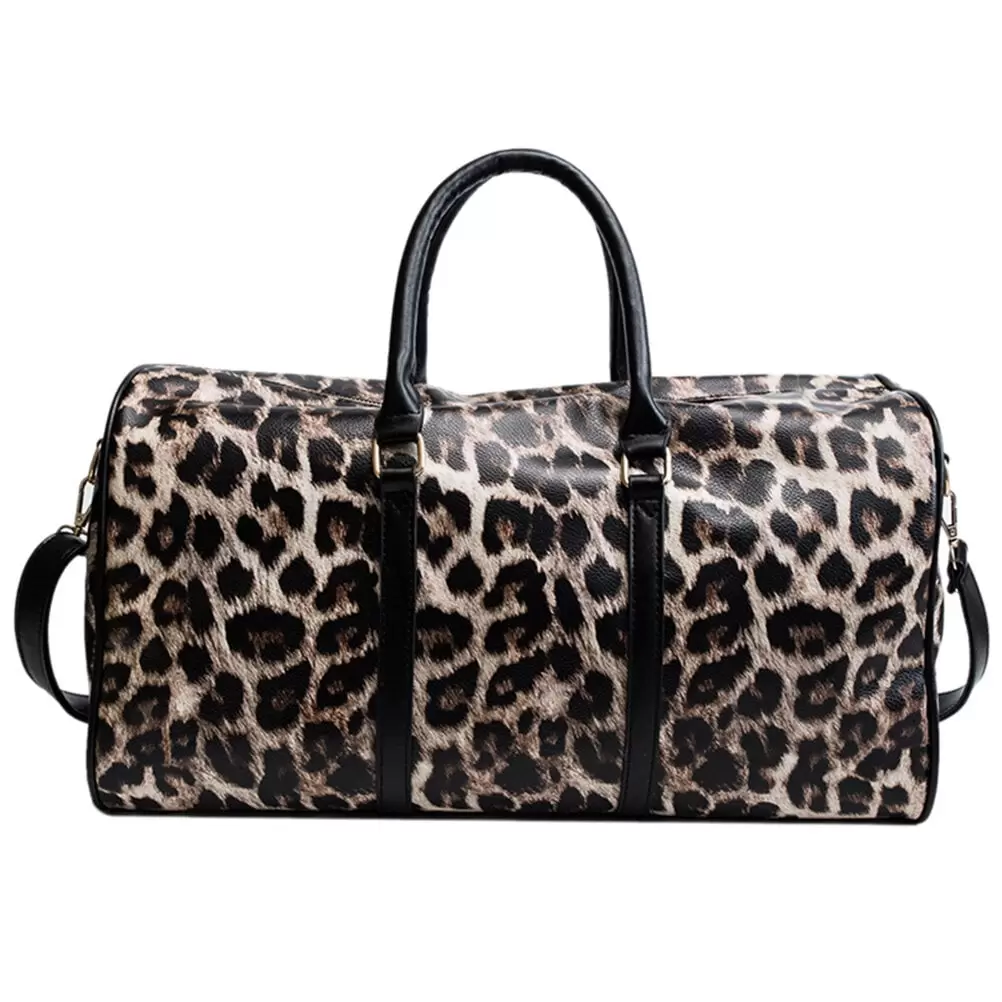 Bestonzon 1 Pc Leopard-print Storage Bag Durable Large Capacity Weekender Bag (Brown)