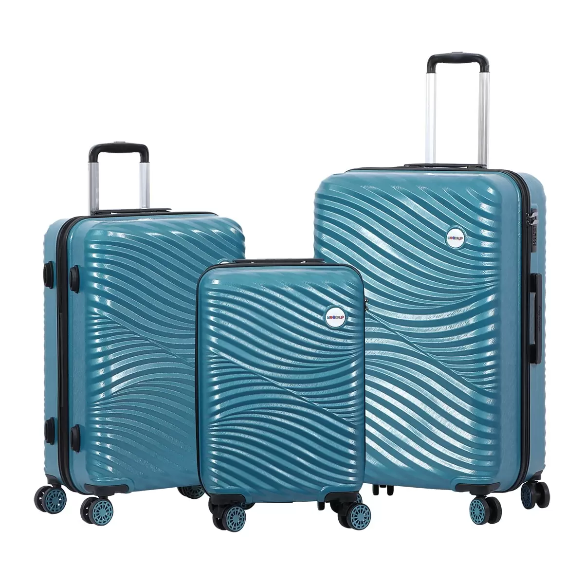 Biggdesign Moods Up Hard Luggage Sets With Spinner Wheels. Steel Blue. 3 Pcs.