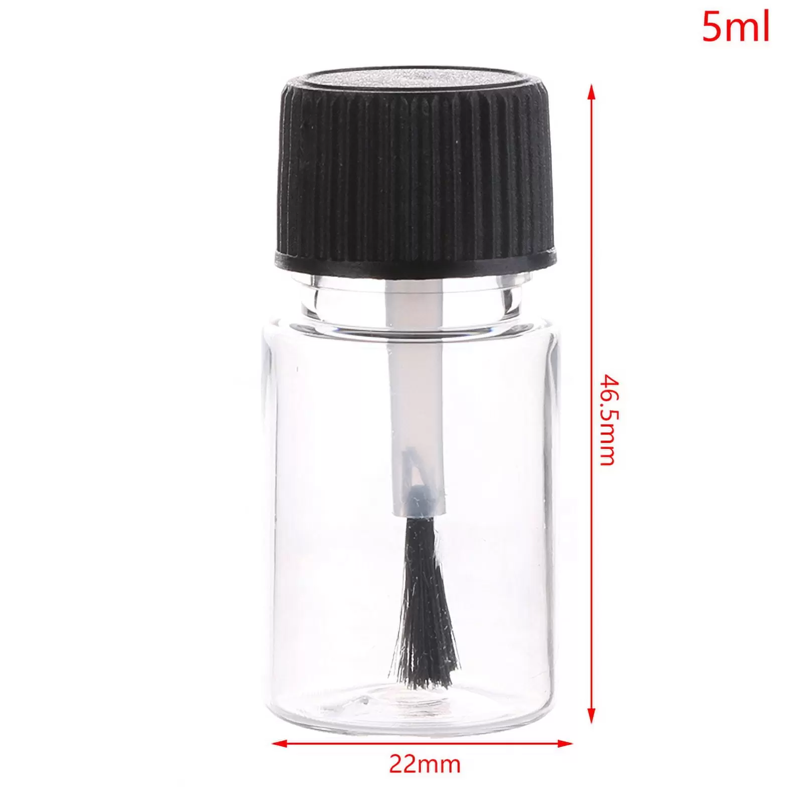 (Black 5ml) 5/10/15/20/30ml Plastic Refillable Empty Nail Polish Bottles Leakproof Storage Jars Liquid Empty Bottle With Brush Cap DIY Craft