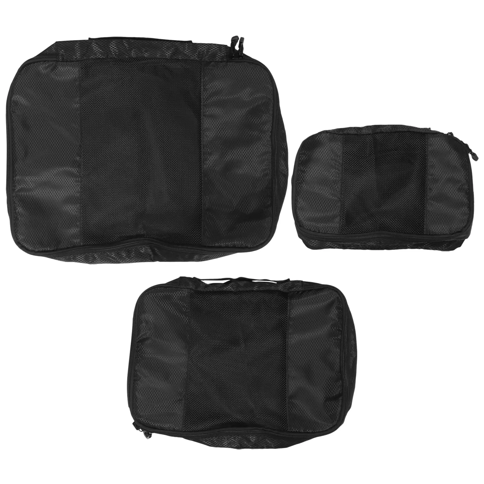 Black Travel Bag Make up Traveling Organizer Carry on Suitcase Pocket Multifunction 3 Pcs