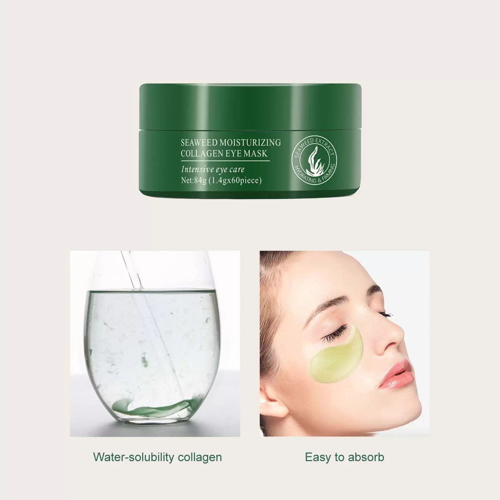 Blueek Seaweed Collagen Eye Mask for Hydration Eye Care and Bag Removal 84ml