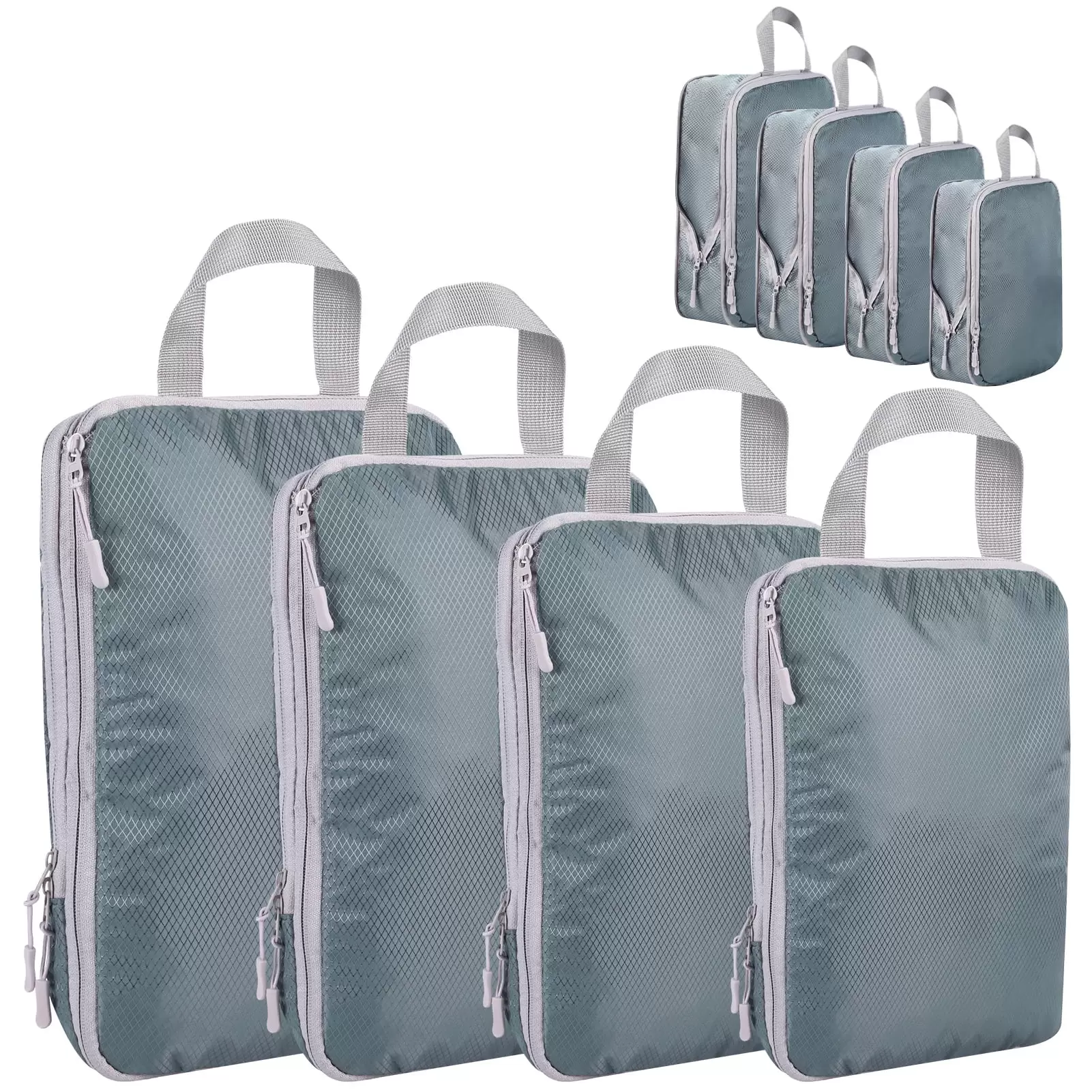 Bocaoying 4 Set Compression Packing Cubes. Ultralight Packing Cubes for Carry on Suitcase. Travel Packing Essentials for Suitcase Organizer Bags Set. Durable Travel Cubes for Luggage(Grey)