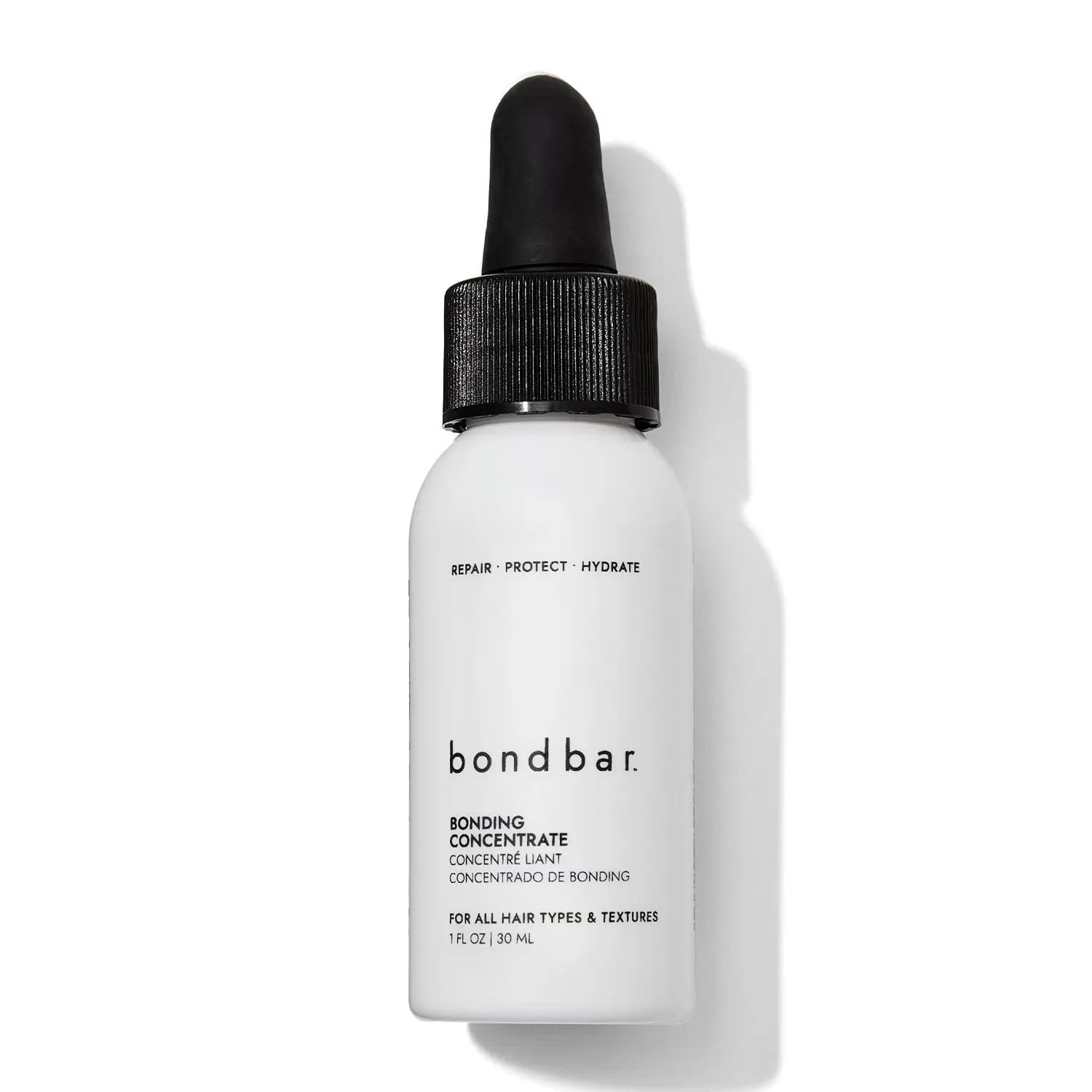 Bondbar Bonding Concentrate. Visibly Increases Shine and Minimizes Flyaways. Heat Protectant up to 450 Degrees. Repairs. Vegan. Cruelty-Free. 1 Fl. Oz.