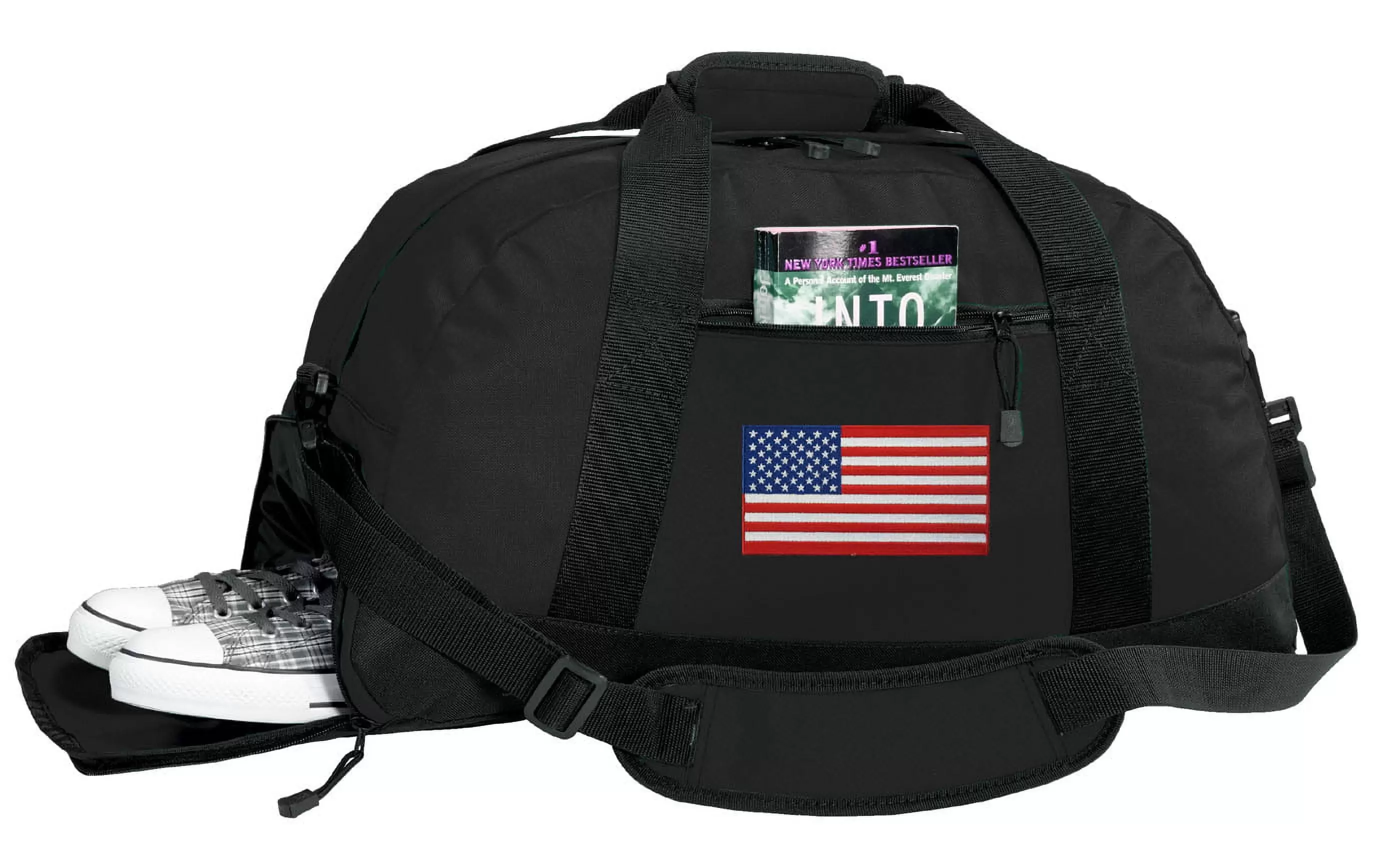 Broad Bay American Flag Duffel Bag or USA Flag Gym Bag WITH SHOE POCKET