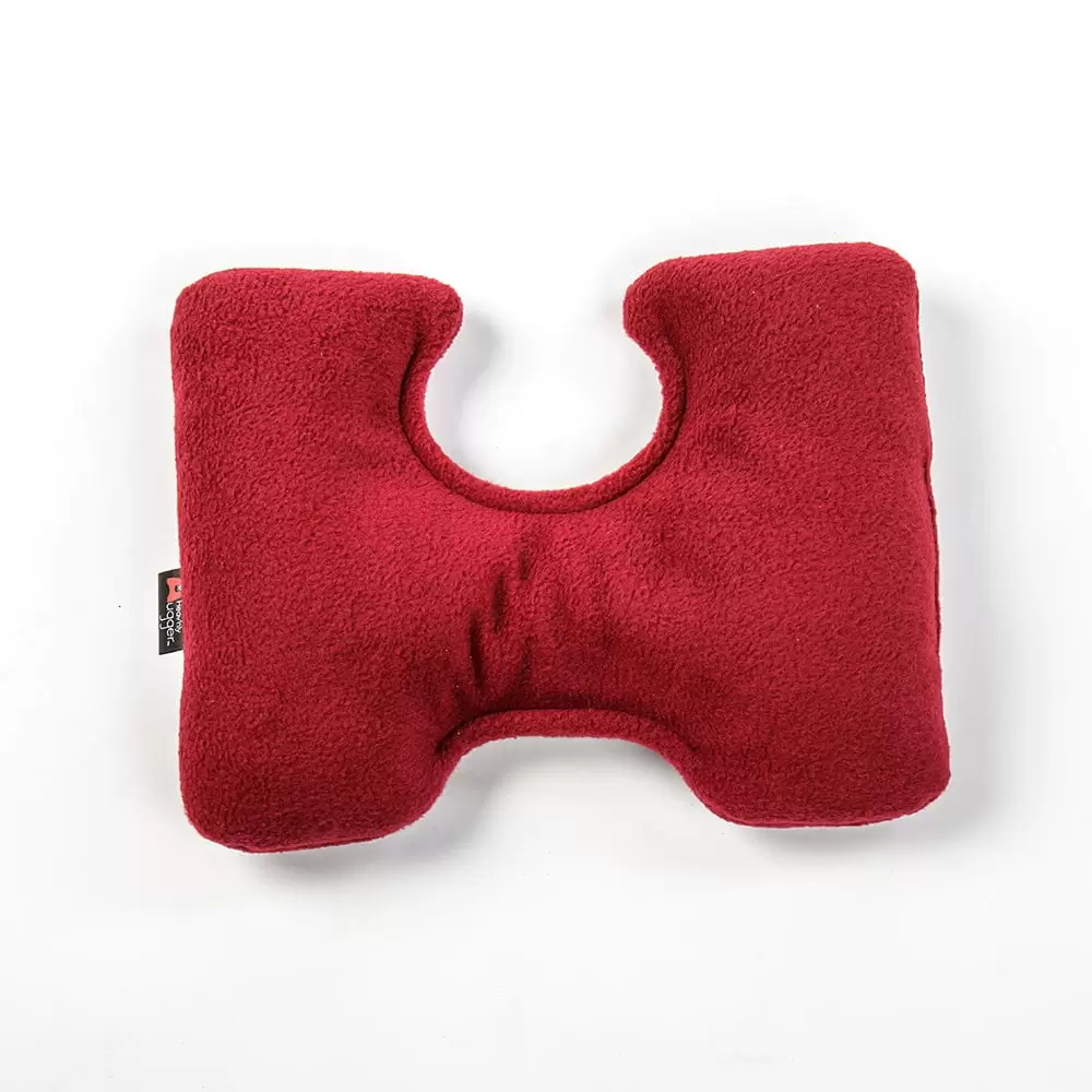 Buckwheat Bedding Travel Pillow. Buckwheat Hull Filled Travel Pillow with Fleece Cover. 9 x 11 Inches. Burgundy