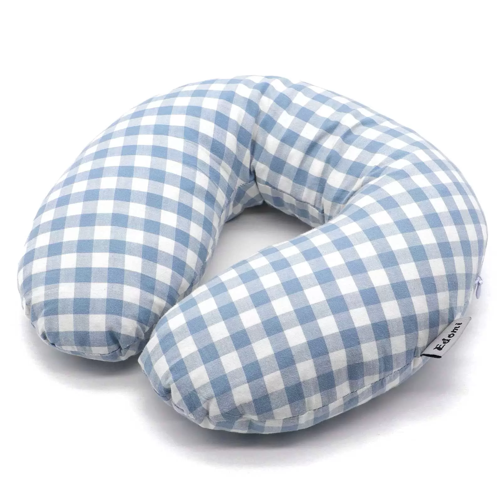 Buckwheat Pillow for Side Sleepers - Edomi Cervical Neck Cooling Pillows U Shaped Pillow Ergonomic Travel Head Pillow for Sleeping Buckwheat Hulls Filling Removable Cotton Cover (12x12 Inch. Blue)