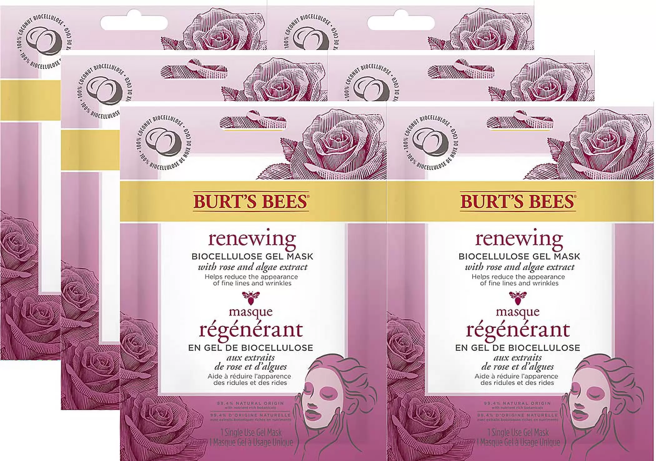 Burt's Bees Renewing Hydrogel Eye Mask. 6 Count