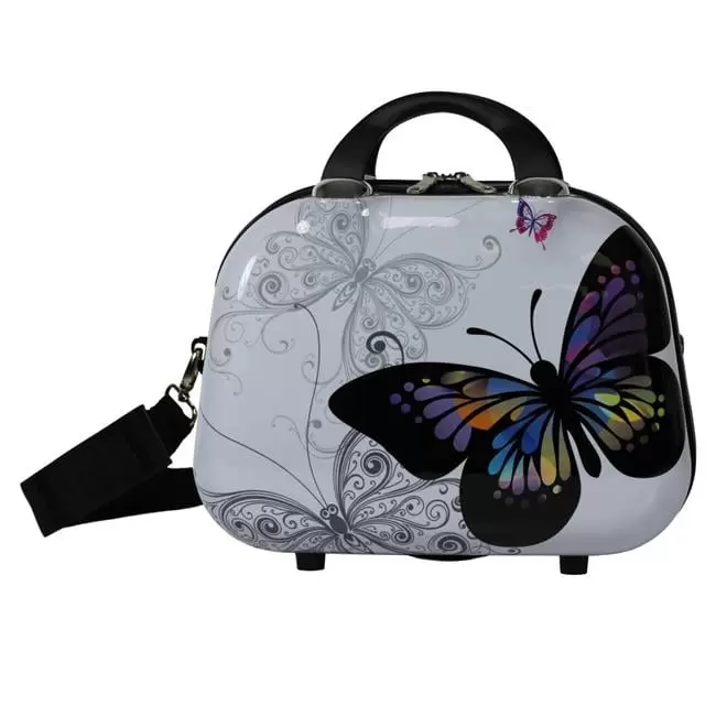 Butterfly 13-Inch Hardside Cosmetic Case Shoulder Tote