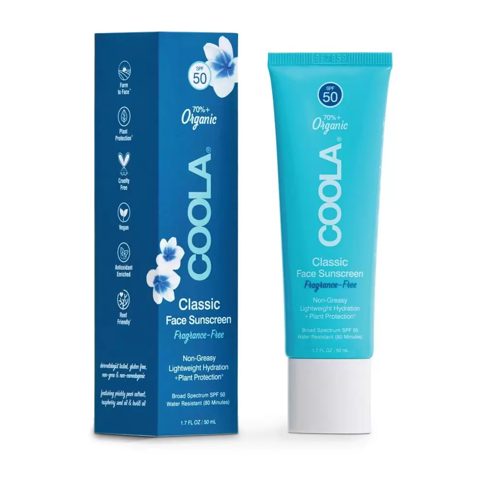 COOLA Classic Daily Face Sunscreen. SPF 50. Broad Spectrum. Water Resistant. Reef Safe. Fragrance Free. 1.7 fl oz