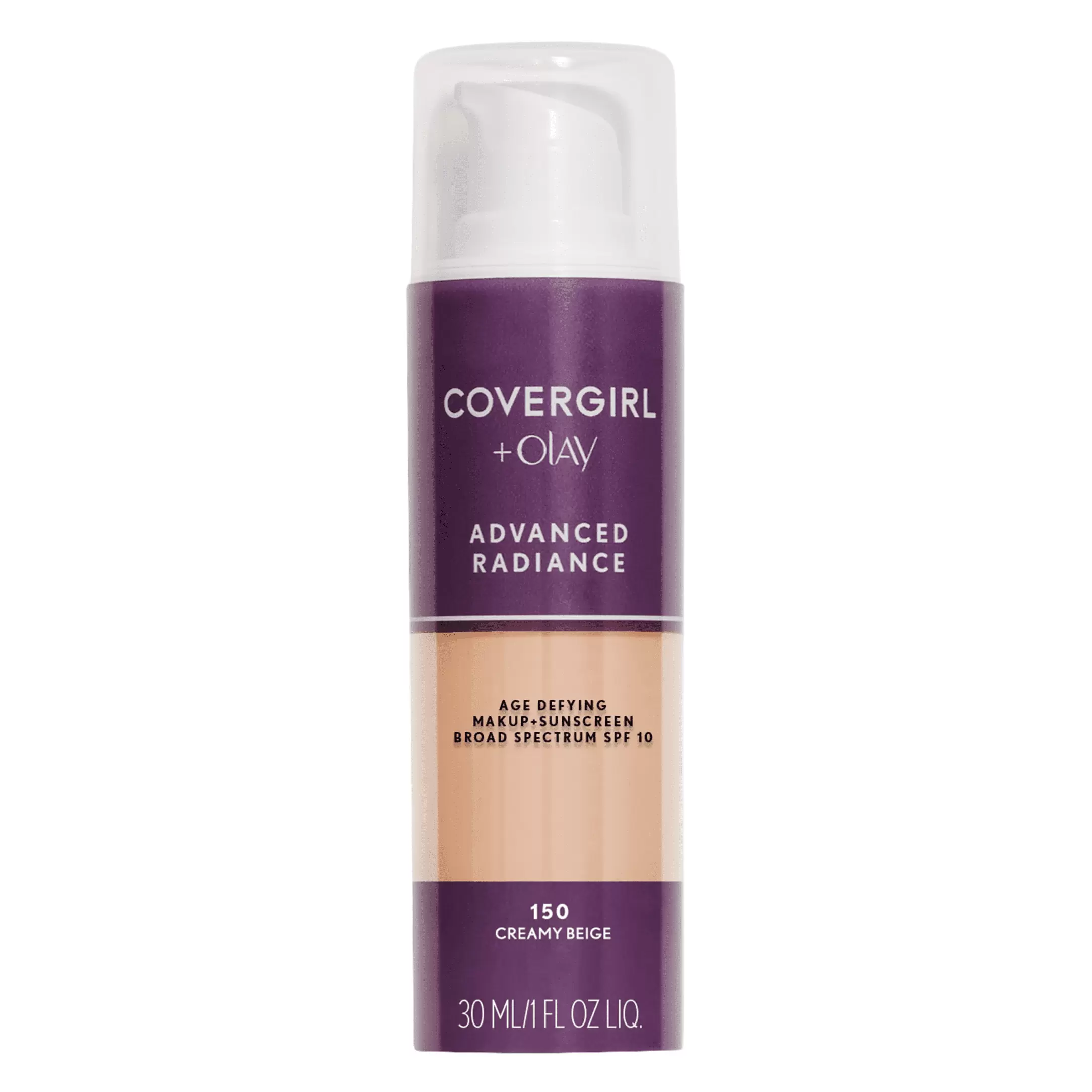 COVERGIRL Advanced Radiance Age-Defying Liquid Foundation. 150 Creamy Beige. 1 fl oz. Anti-Aging