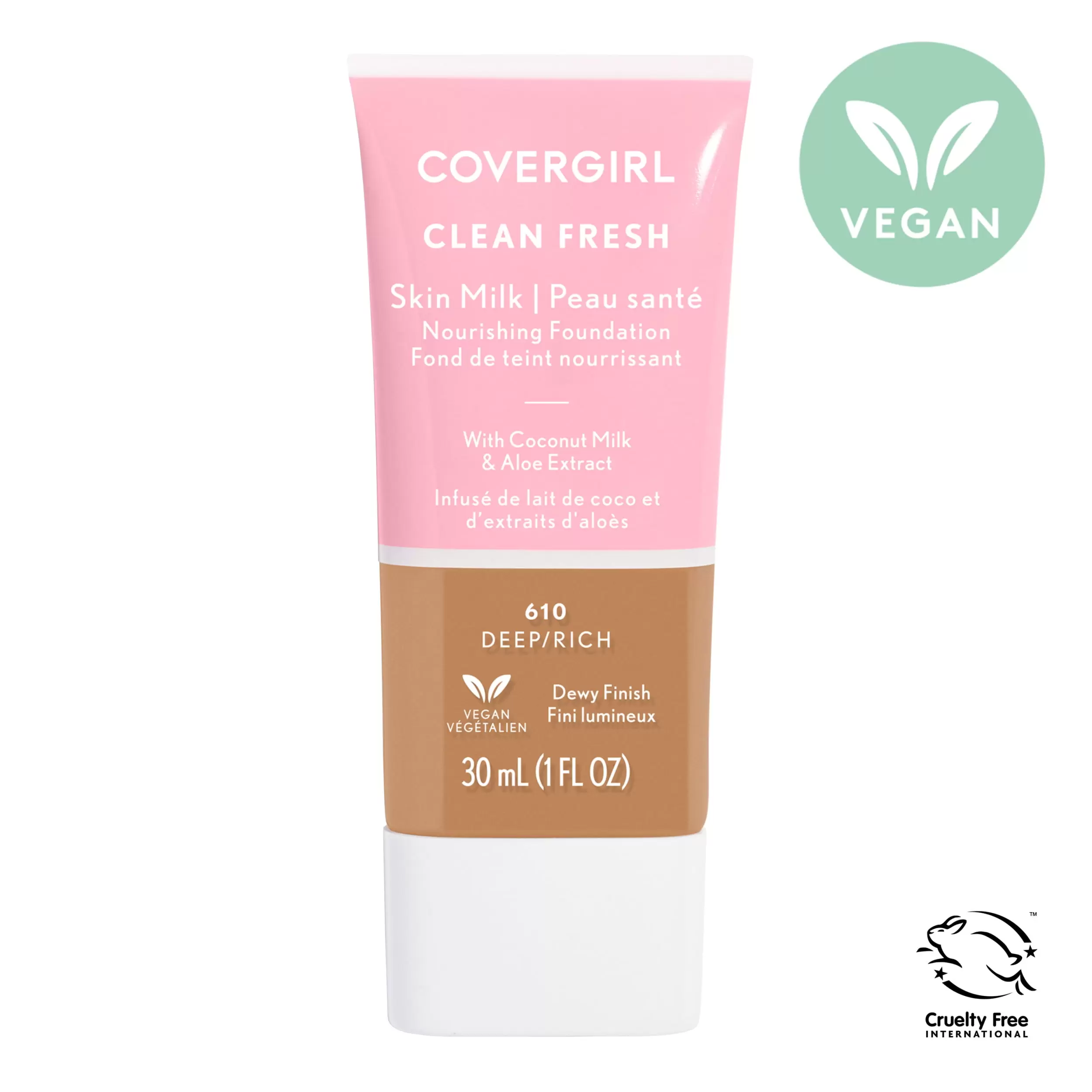 COVERGIRL Clean Fresh Skin Milk. Clean Vegan Formula. Rich/Deep. 1 fl oz. Lightweight Foundation