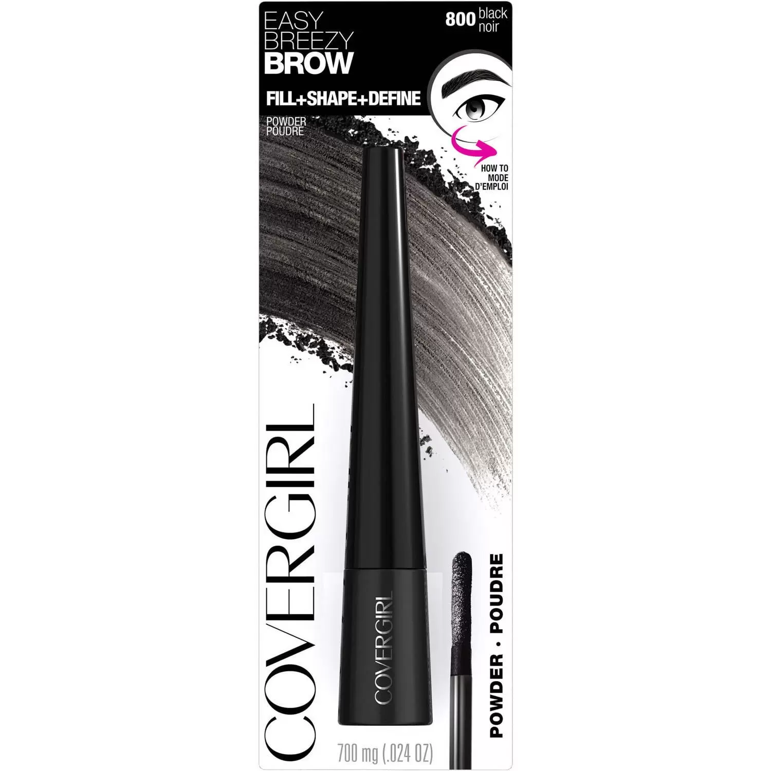 COVERGIRL Easy Breezy Brow Fill + Shape + Define Powder Eyebrow Makeup. Black