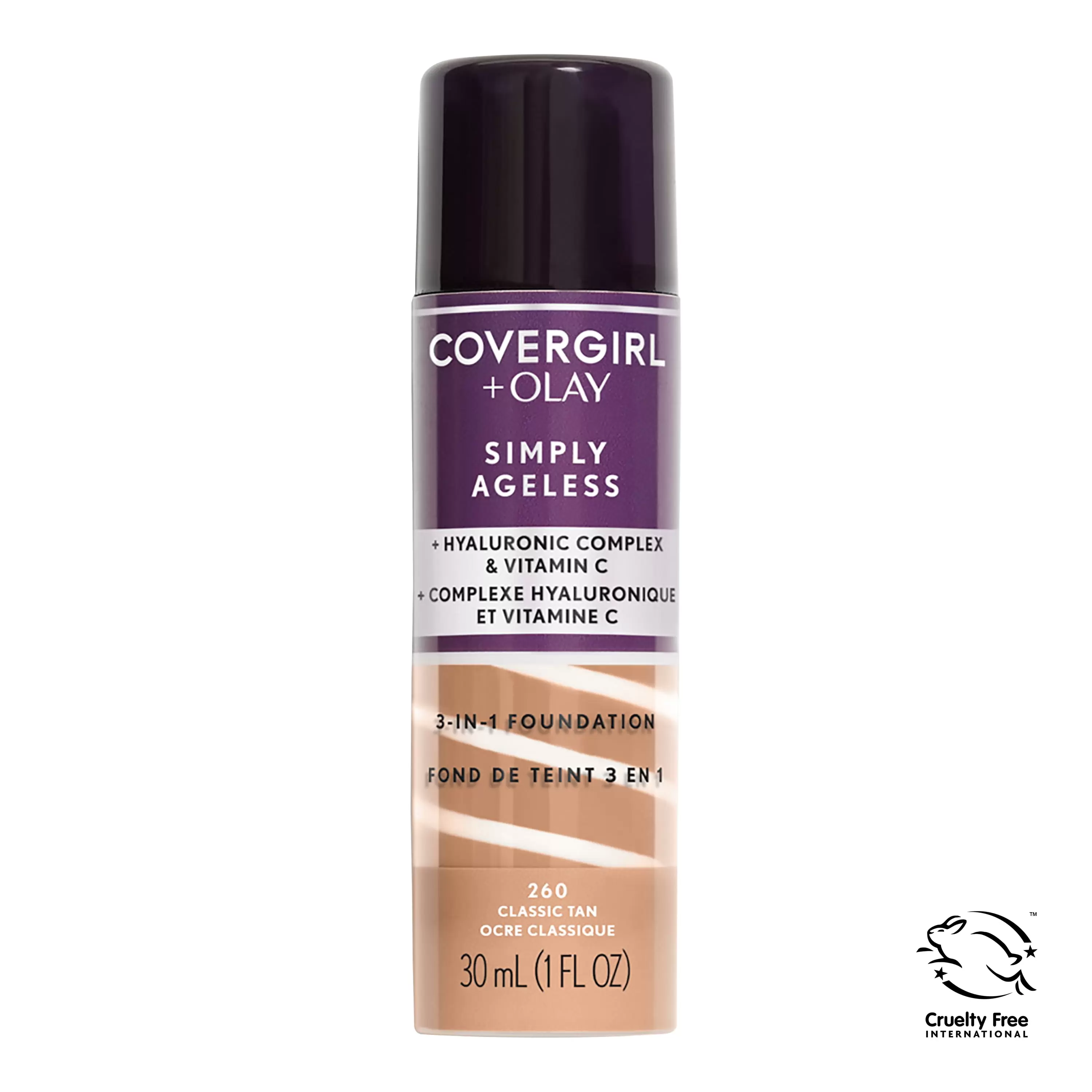 COVERGIRL + OLAY Simply Ageless 3-in-1 Liquid Foundation. 260 Classic Tan. 1 fl oz