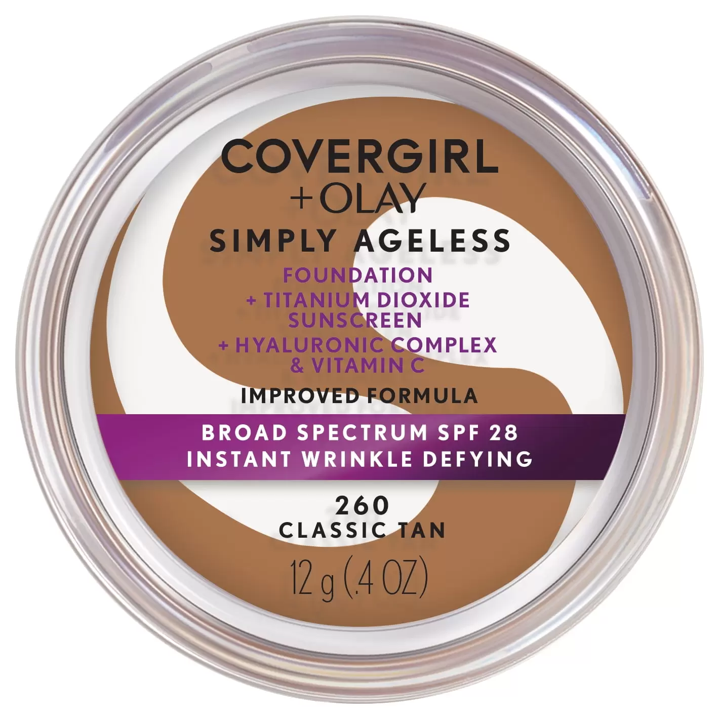 COVERGIRL + Olay Simply Ageless Instant Wrinkle-Defying Foundation with SPF 28. Classic Tan 260. 0.44 oz