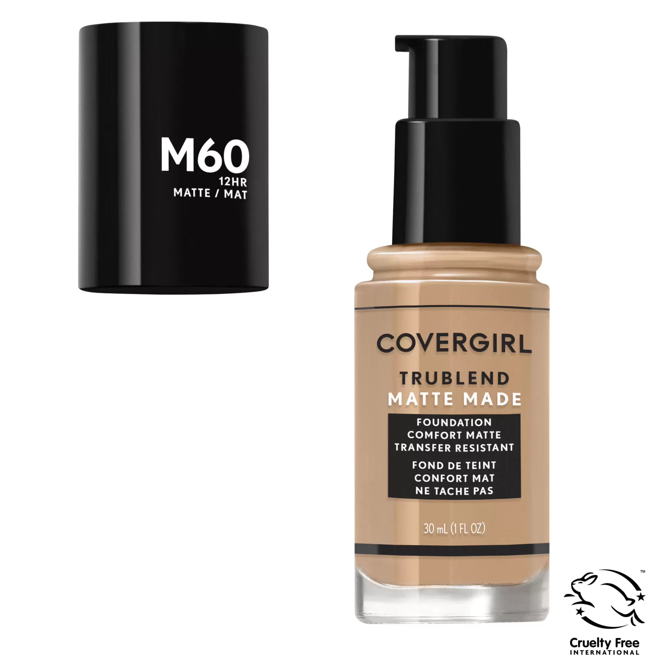 COVERGIRL TruBlend Matte Made Liquid Foundation. M60 Natural Beige. 1 fl oz. Moisturizing Foundation