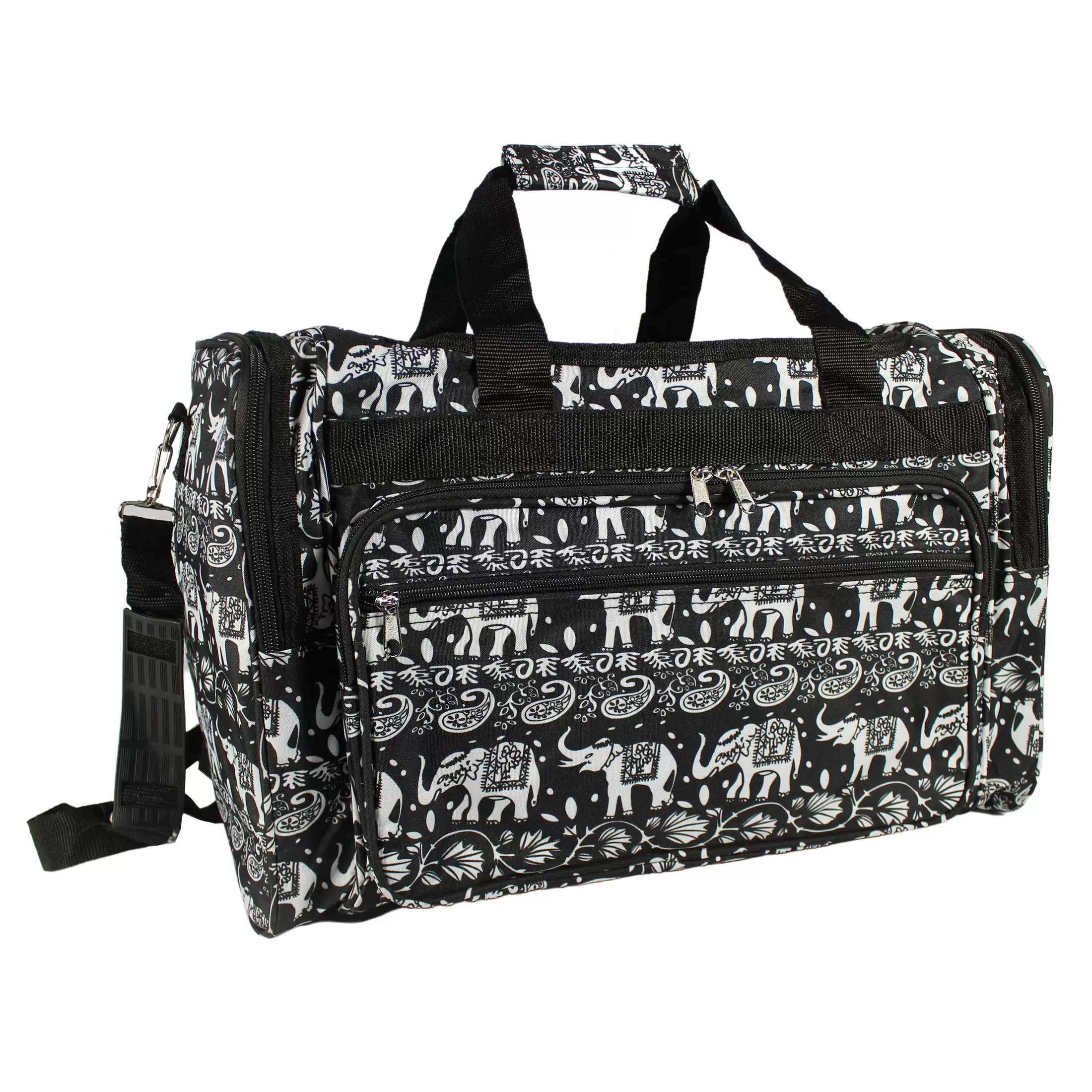 CalBags Animal Prints 19-inch Duffel Bag. Black White Elephant