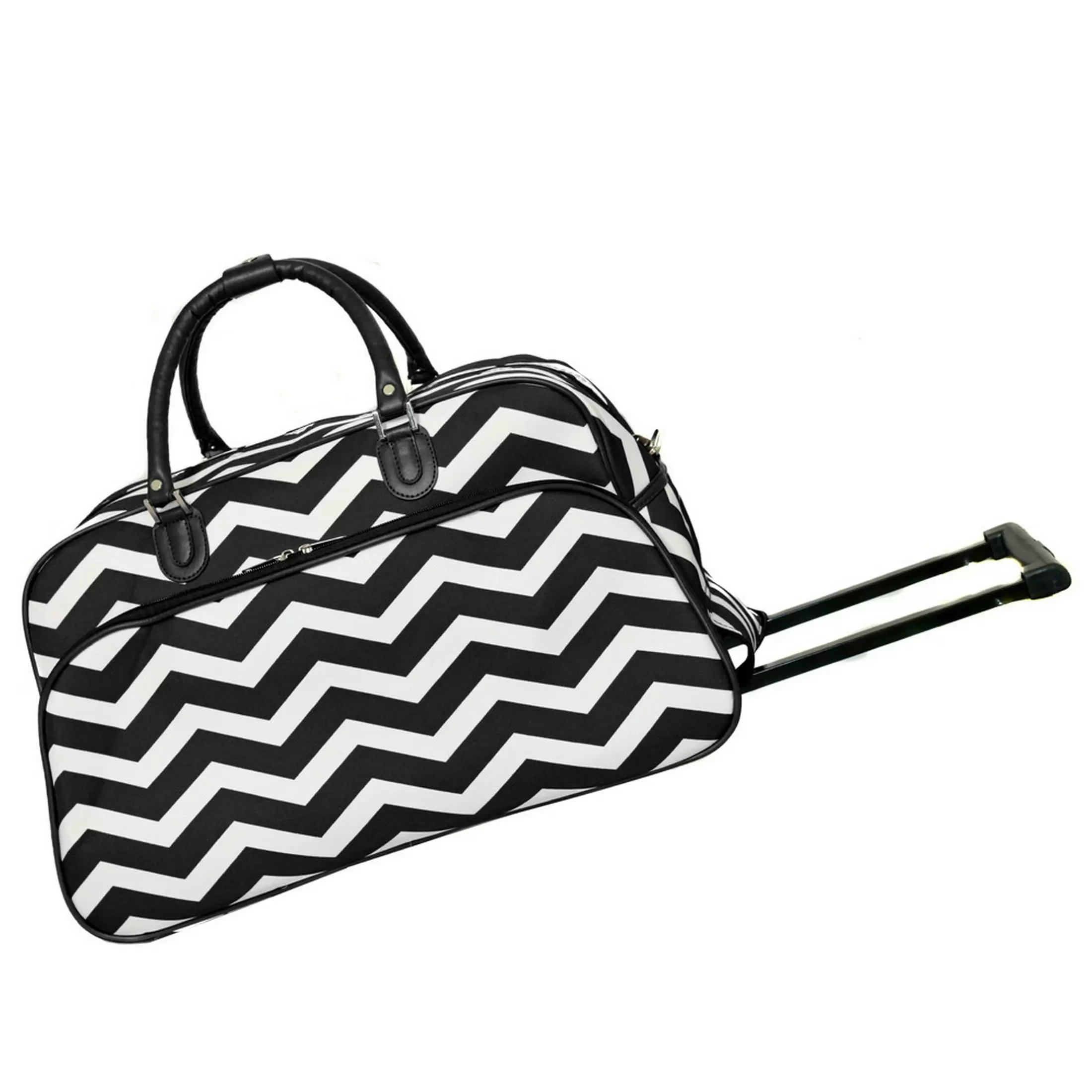 CalBags Chevron Prints 21-Inch Carry-On Rolling Duffel Bag - Black White Chevron