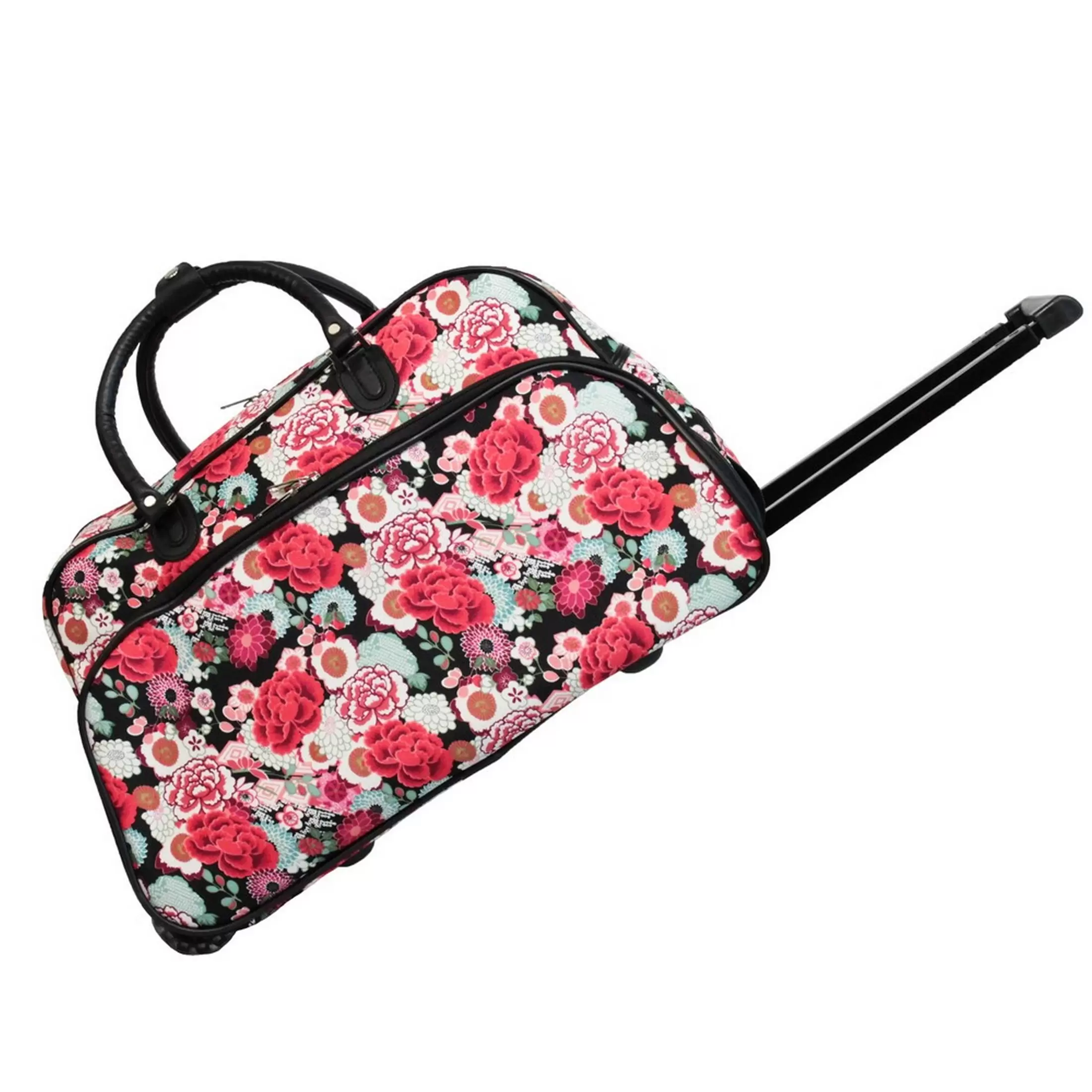 CalBags Floral Prints 21-Inch Carry-On Rolling Duffel Bag - Flowers