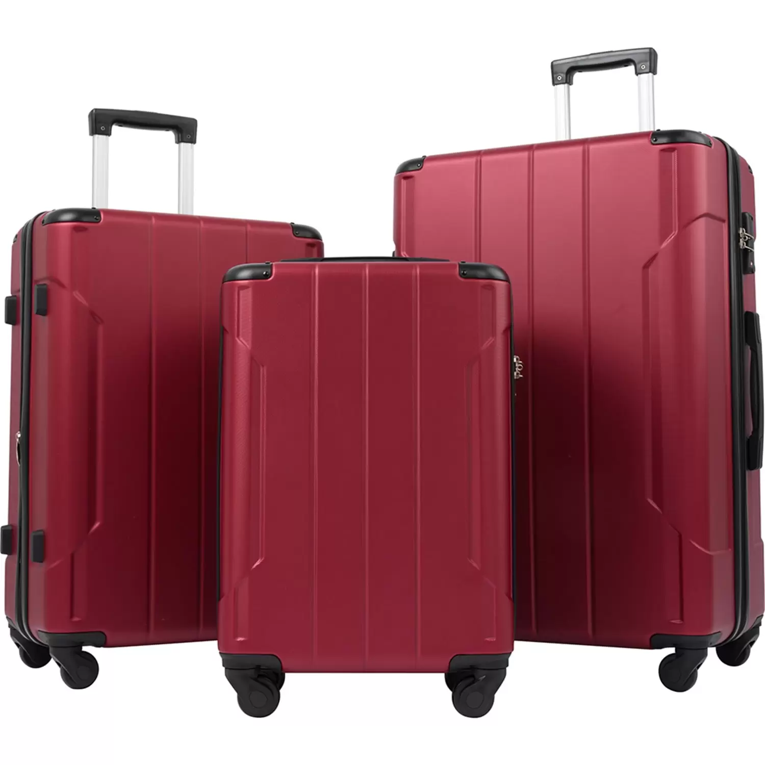 Canddidliike 3 Piece Luggage Set. Suitcase Hardshell Lightweight with TSA Lock. 20in 24in 28in - Red