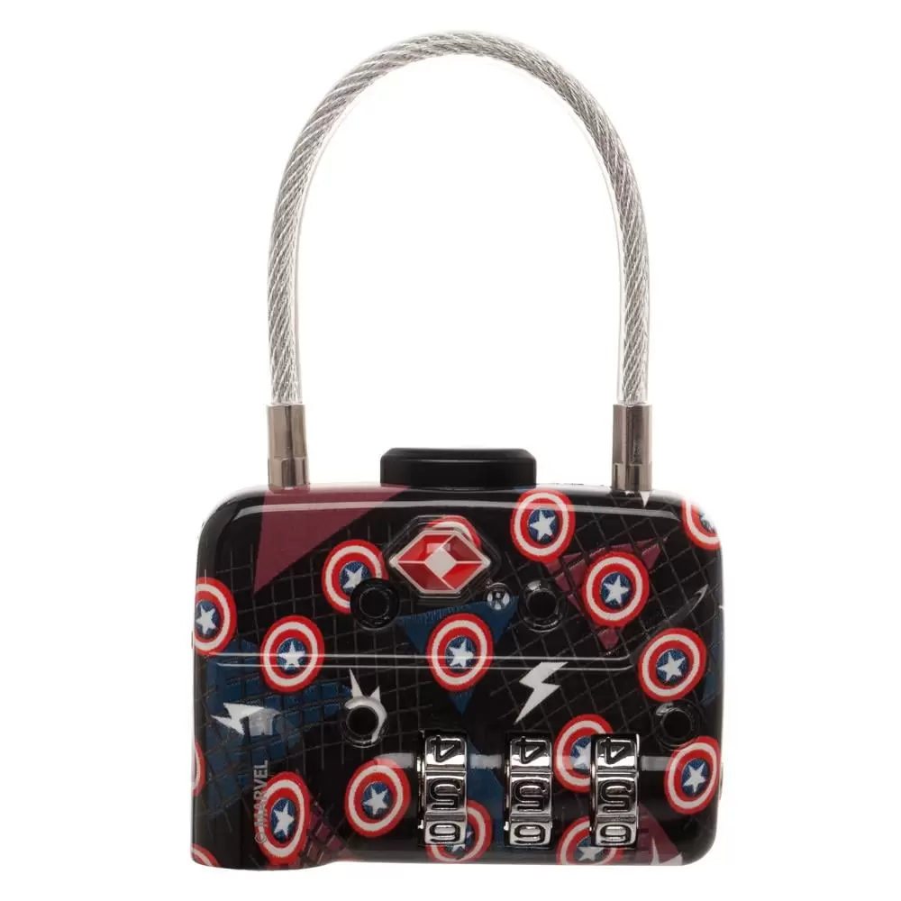 Captain America TSA Approved Travel Luggage Combination Cable Lock