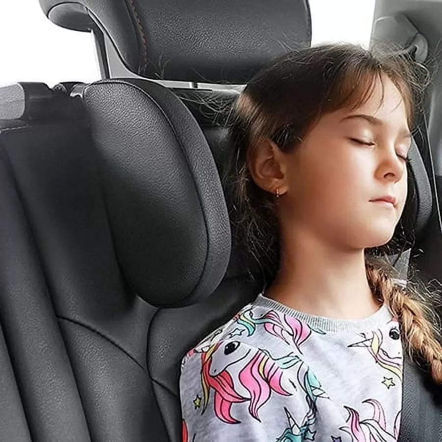 Car Headrest Pillow 360?? Adjustable Headrest for Kids and Adult Head Neck Support Travel Sleeping Headrest-Black