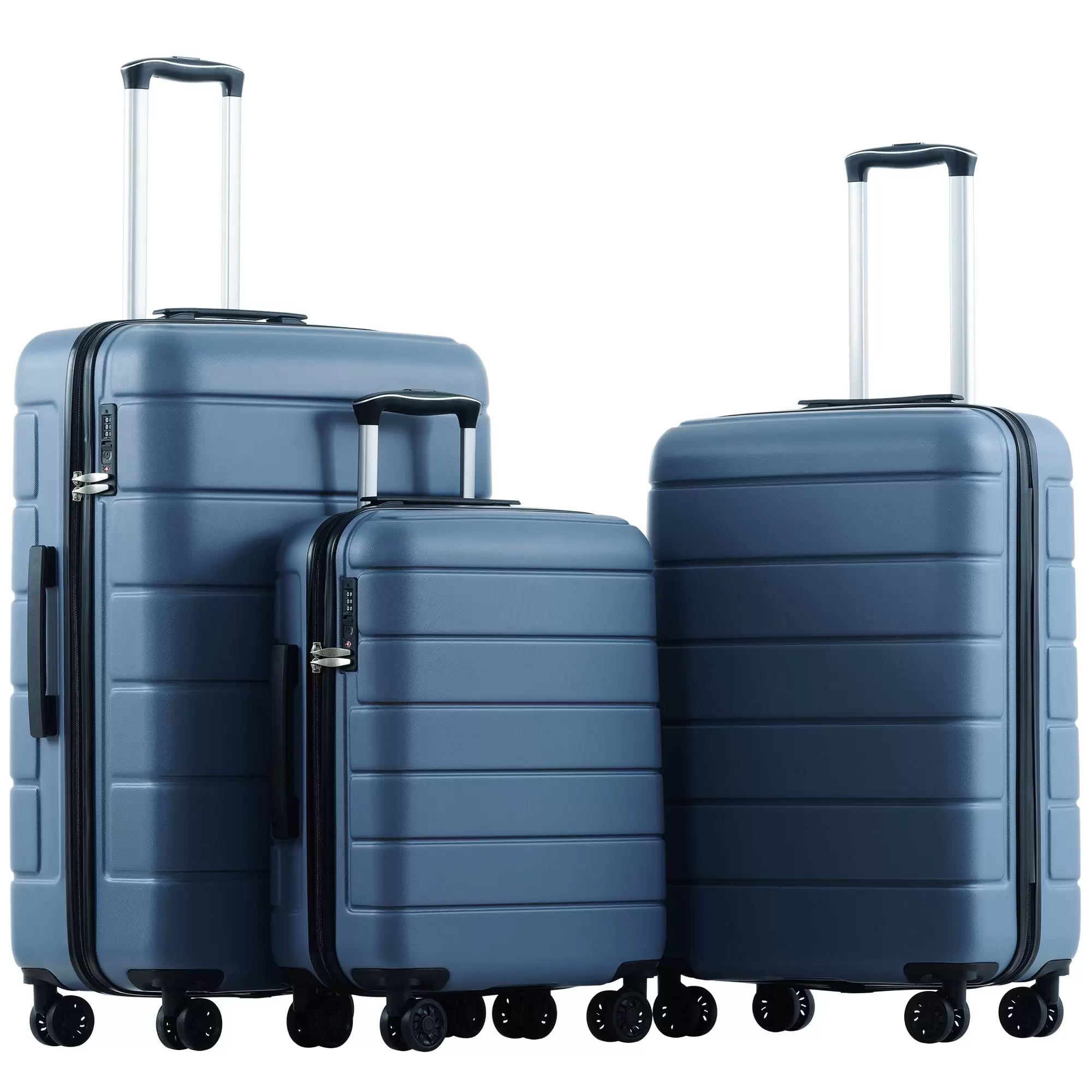 Carry on Luggage Set. New Upgraded 3-Piece Hardside Suitcases Set Includes 20in 24in 28in Large Medium Small Suitcase. Lightweight Travel Trolley Rolling Suitcase with Wheels&Telescoping Handle. Blue