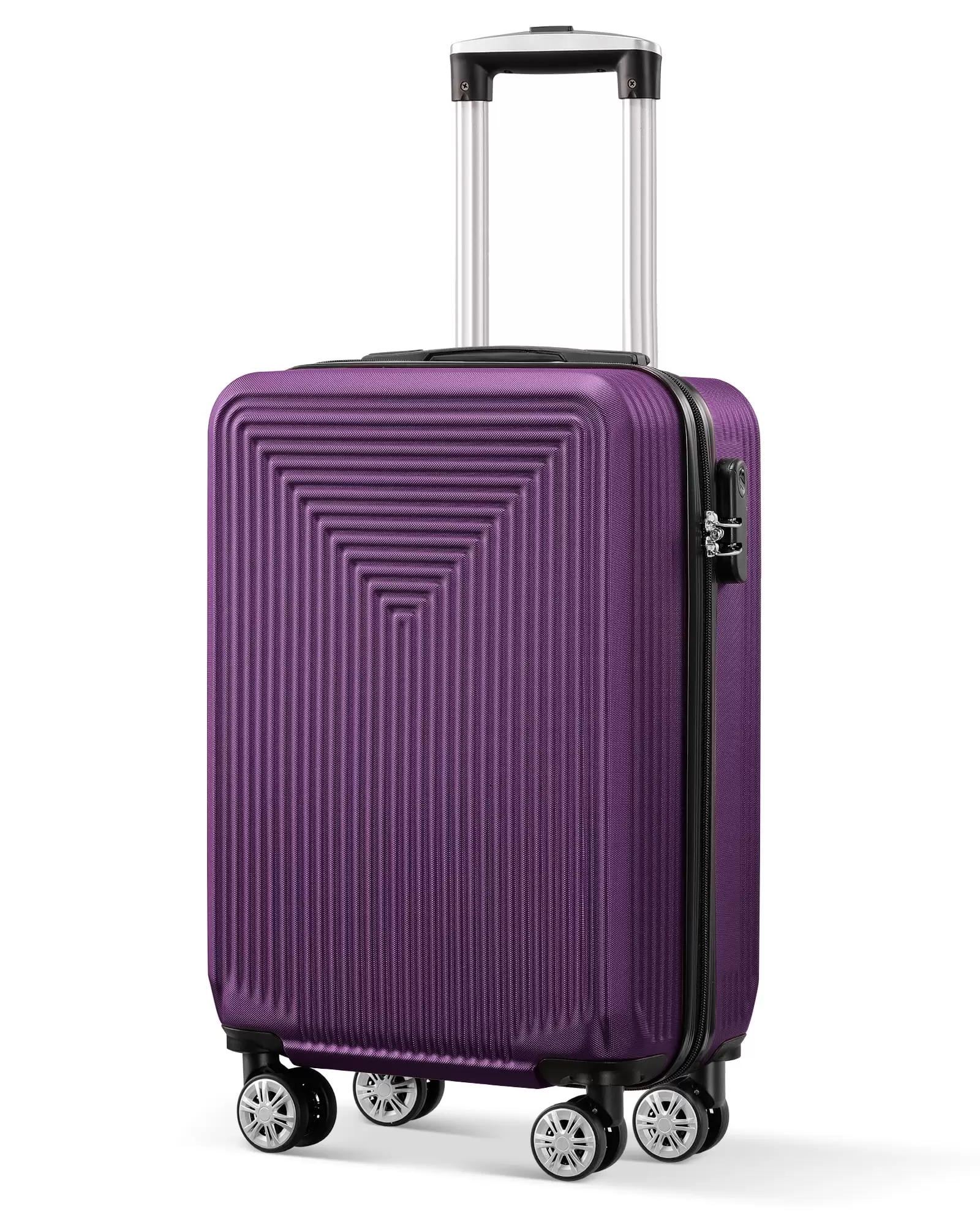 Carry on Luggage 20 inch. Airline Approved with Double Spinner Wheels Travel Suitcase.Purple