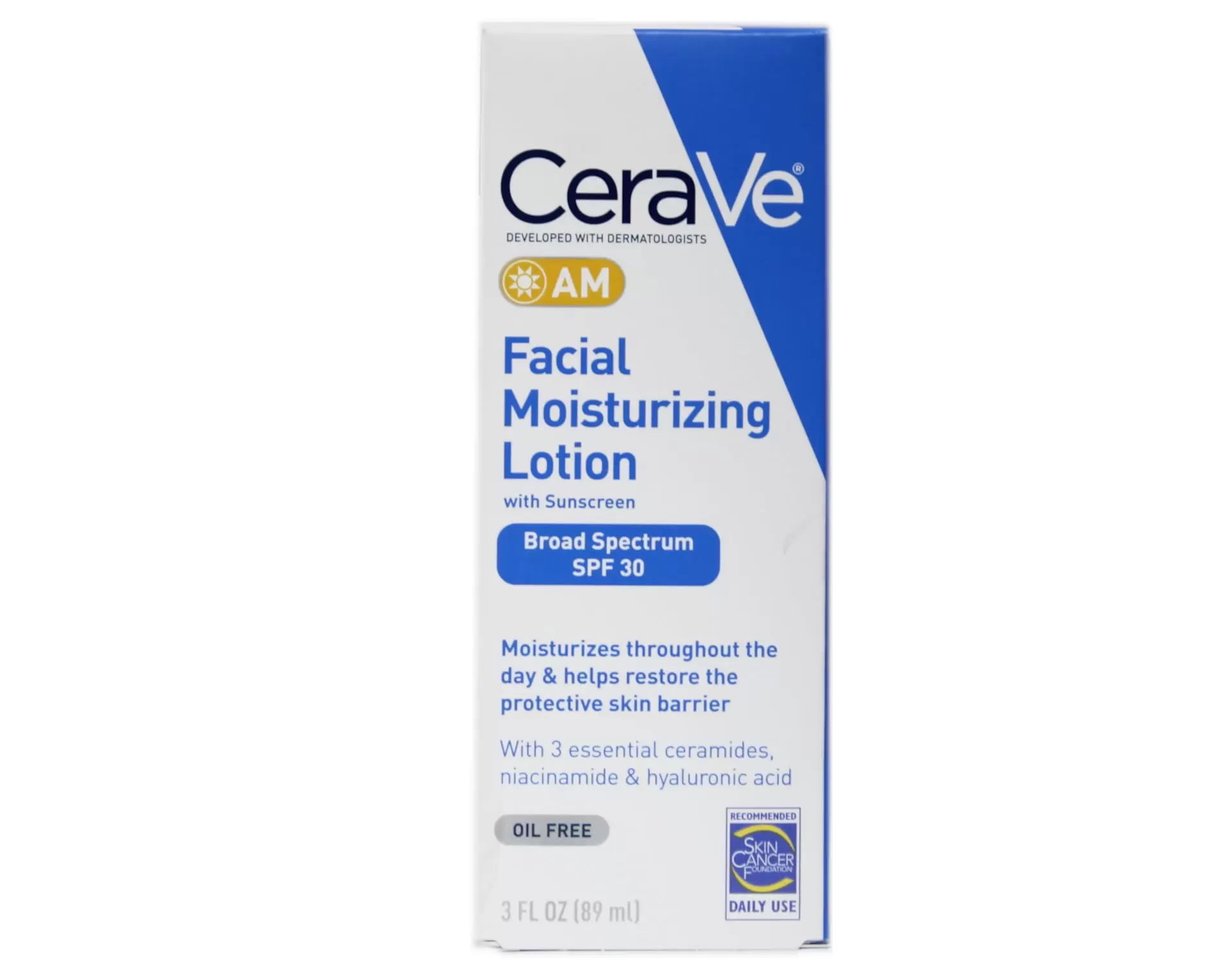 CeraVe AM Facial Moisturizing Lotion SPF 30 | Oil-Free Face Moisturizer with Sunscreen | Non-Comedogenic | 3 Ounce