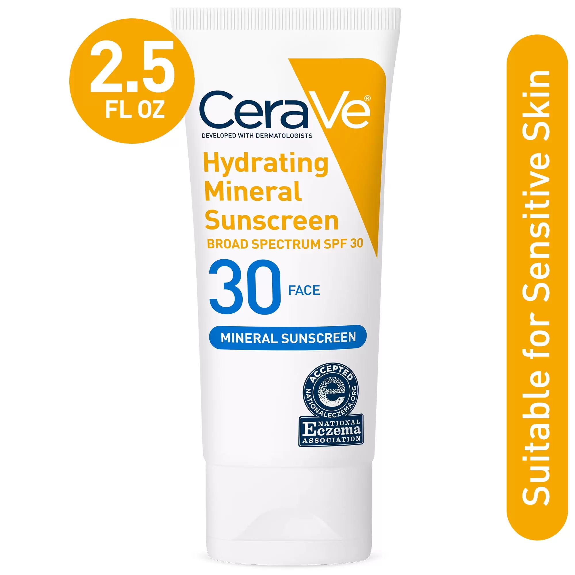 CeraVe Hydrating Mineral Face Sunscreen Lotion SPF 30. 2.5 fl oz