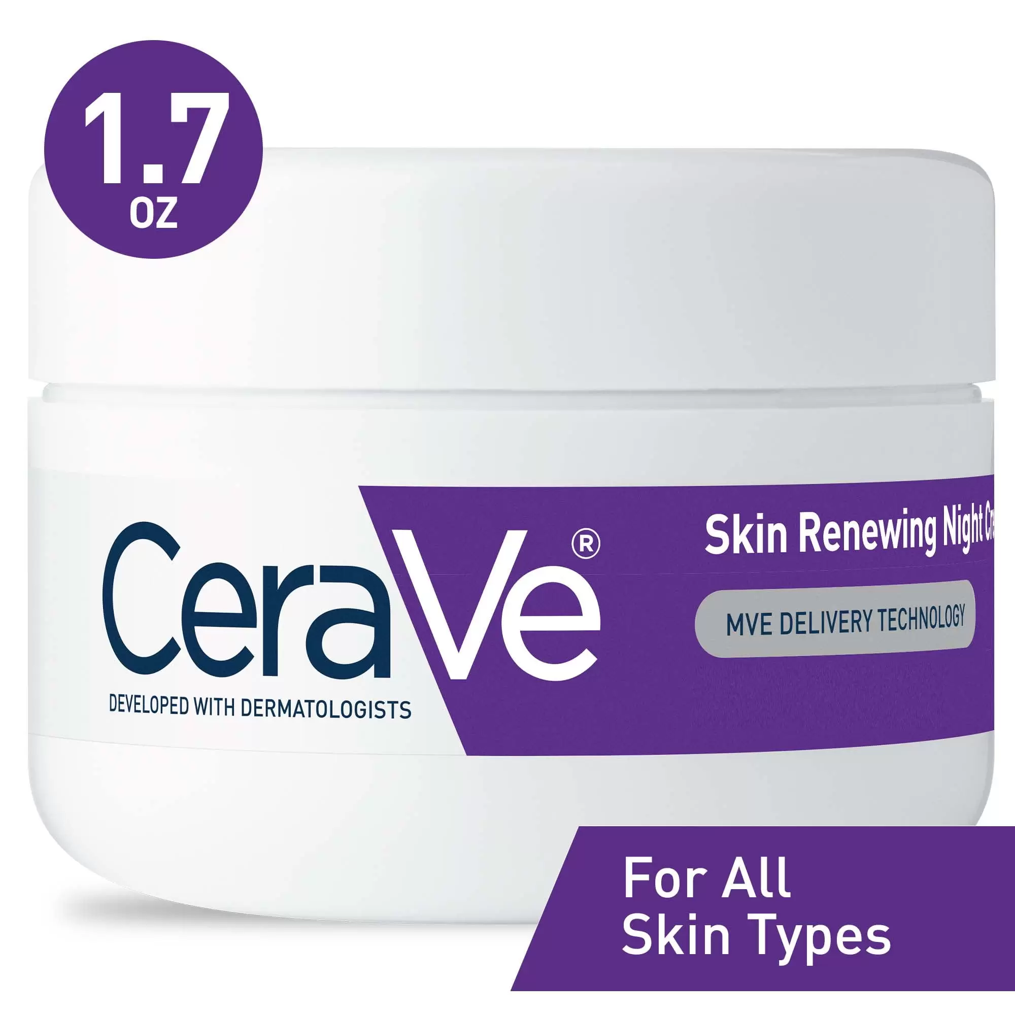 CeraVe Skin Renewing Face Night Cream with Peptide Complex & Hyaluronic Acid for All Skin Types. 1.7 oz