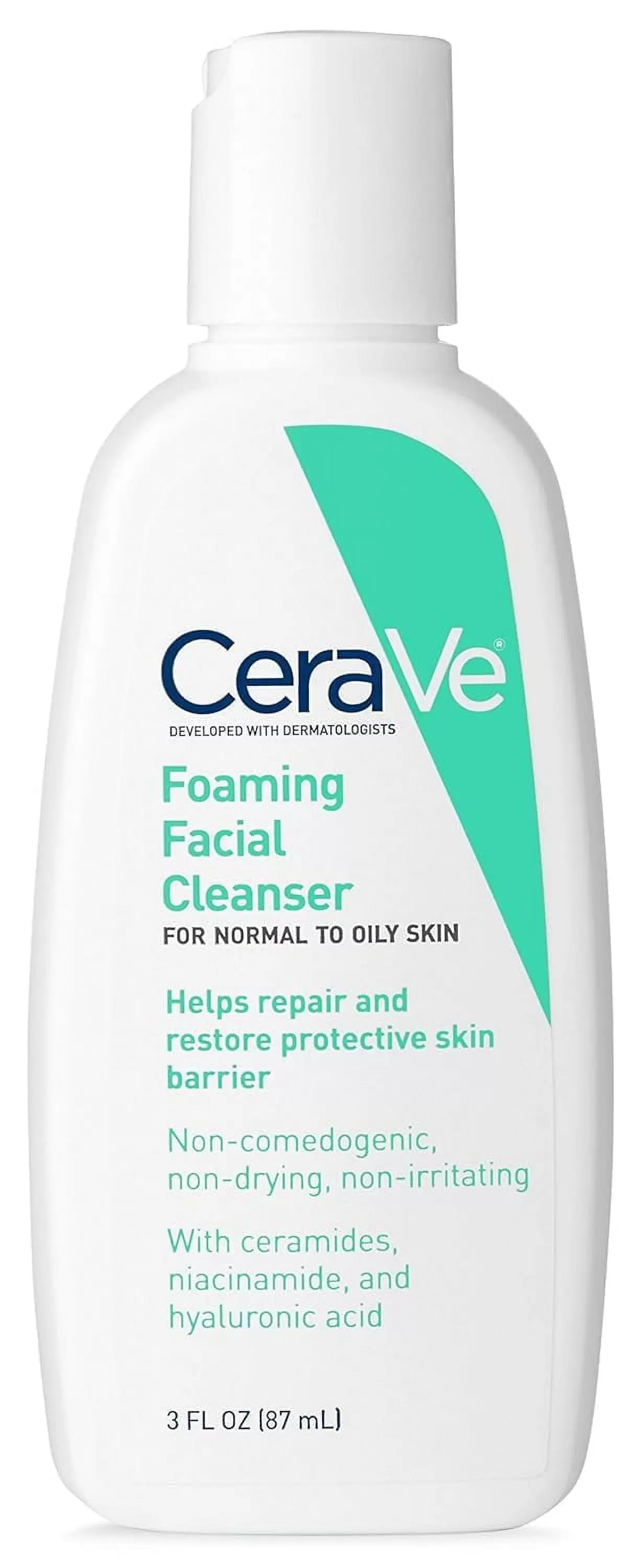 Cerave Foaming Facial Cleanser | 3 Fl. Oz Travel Size | Daily Face Wash For Oily Skin | Fragrance Free