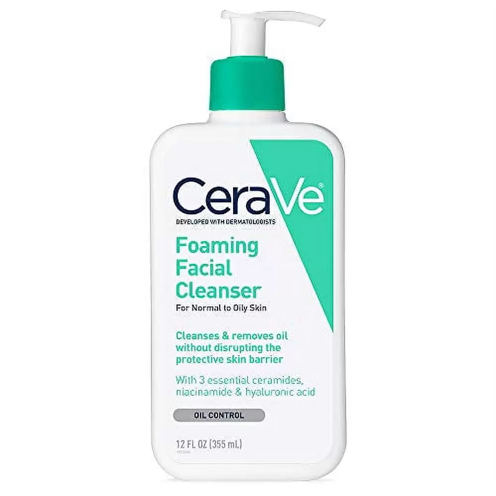 Cerave Foaming Facial Cleanser. for Normal to Oily Skin. Cleanses & Removes Oil. Daily Face Wash. Fragrance Free. 12 Fl Oz