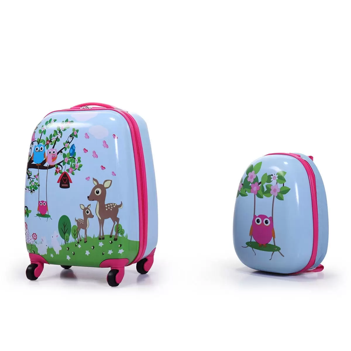 Cfowner 2PC Kids Carry-on Luggage Set. 12 Backpack & 16 Rolling Suitcase School Travel Trolley ABS Luggage for Boys Girls