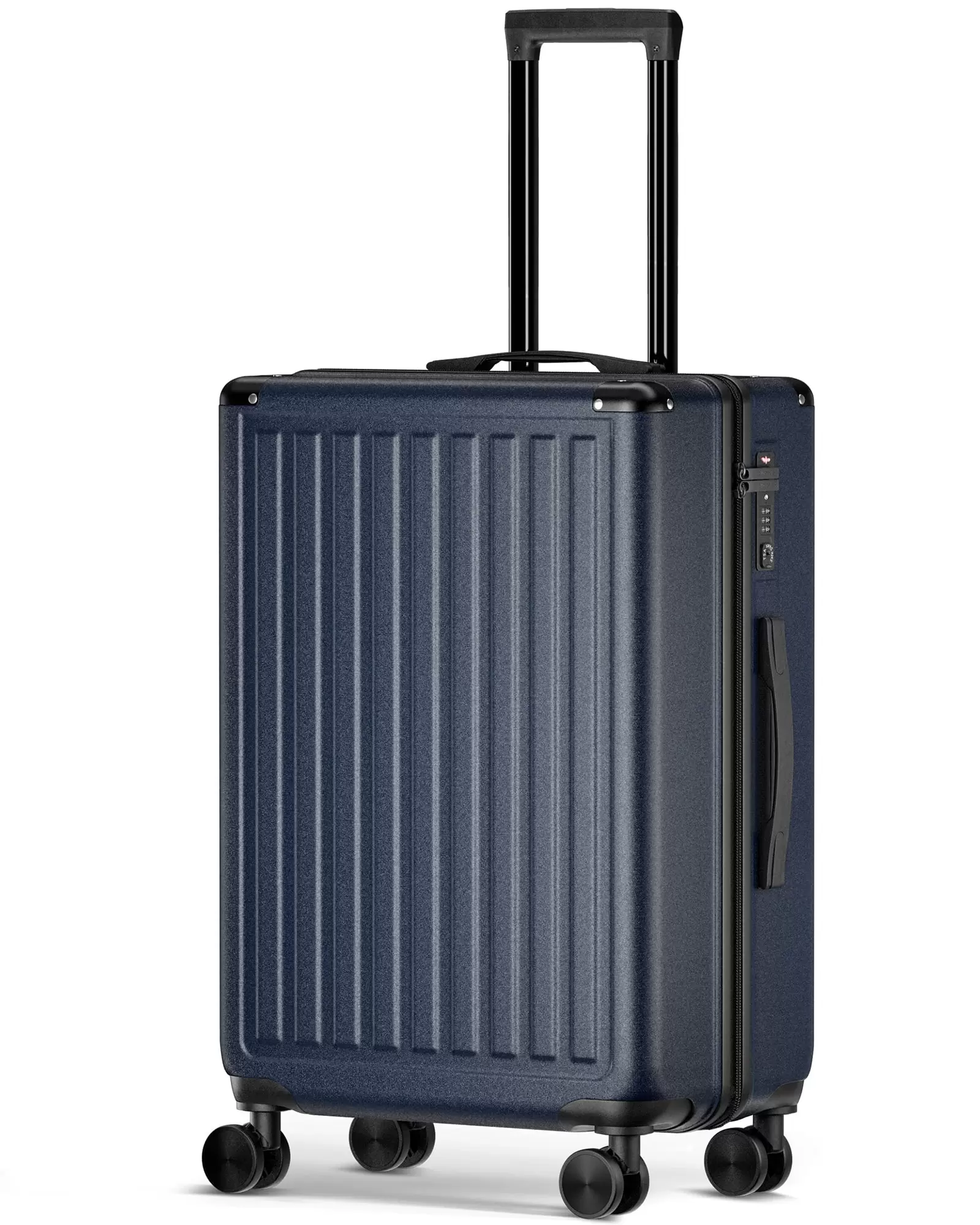 Checked 24 inch Luggage with Wheels. Hardside PC + ABS Suitcase .Blue