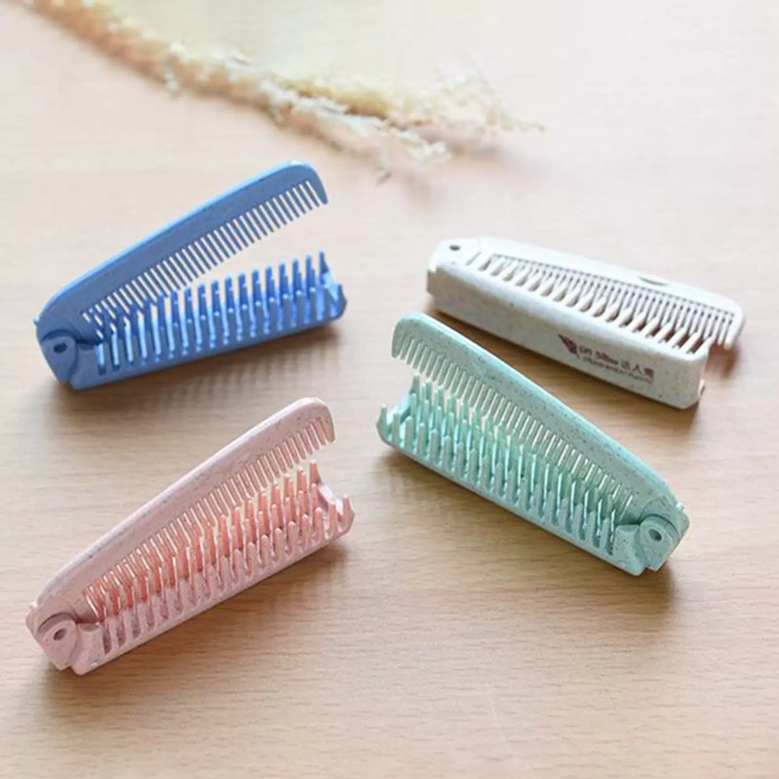 Cheers US 4Pcs/Set Portable Travel Folding Hair Brush Compact Pocket Hair Comb Double Headed Anti-static Comb