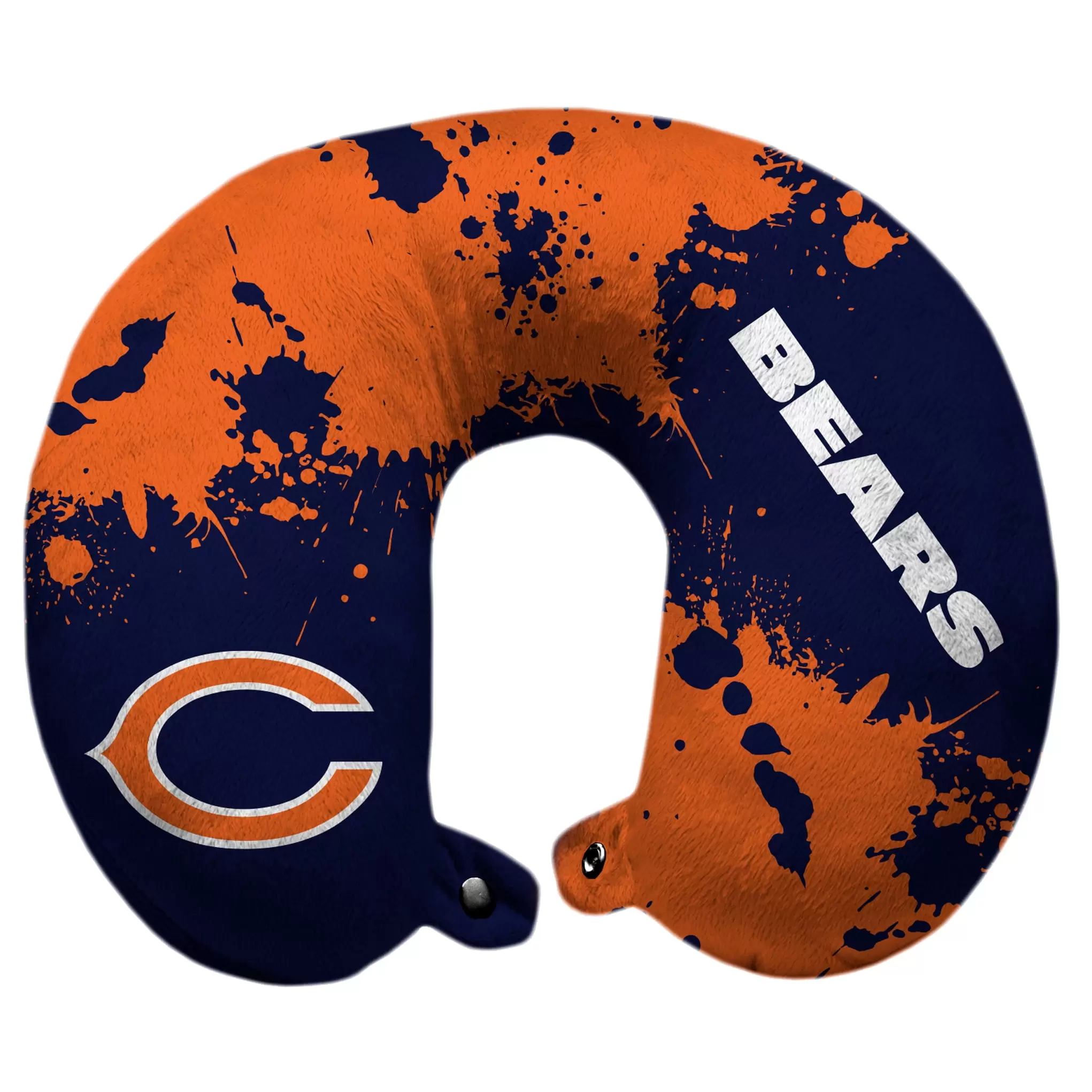 Chicago Bears Splatter Polyester Snap Closure Travel Pillow - Blue