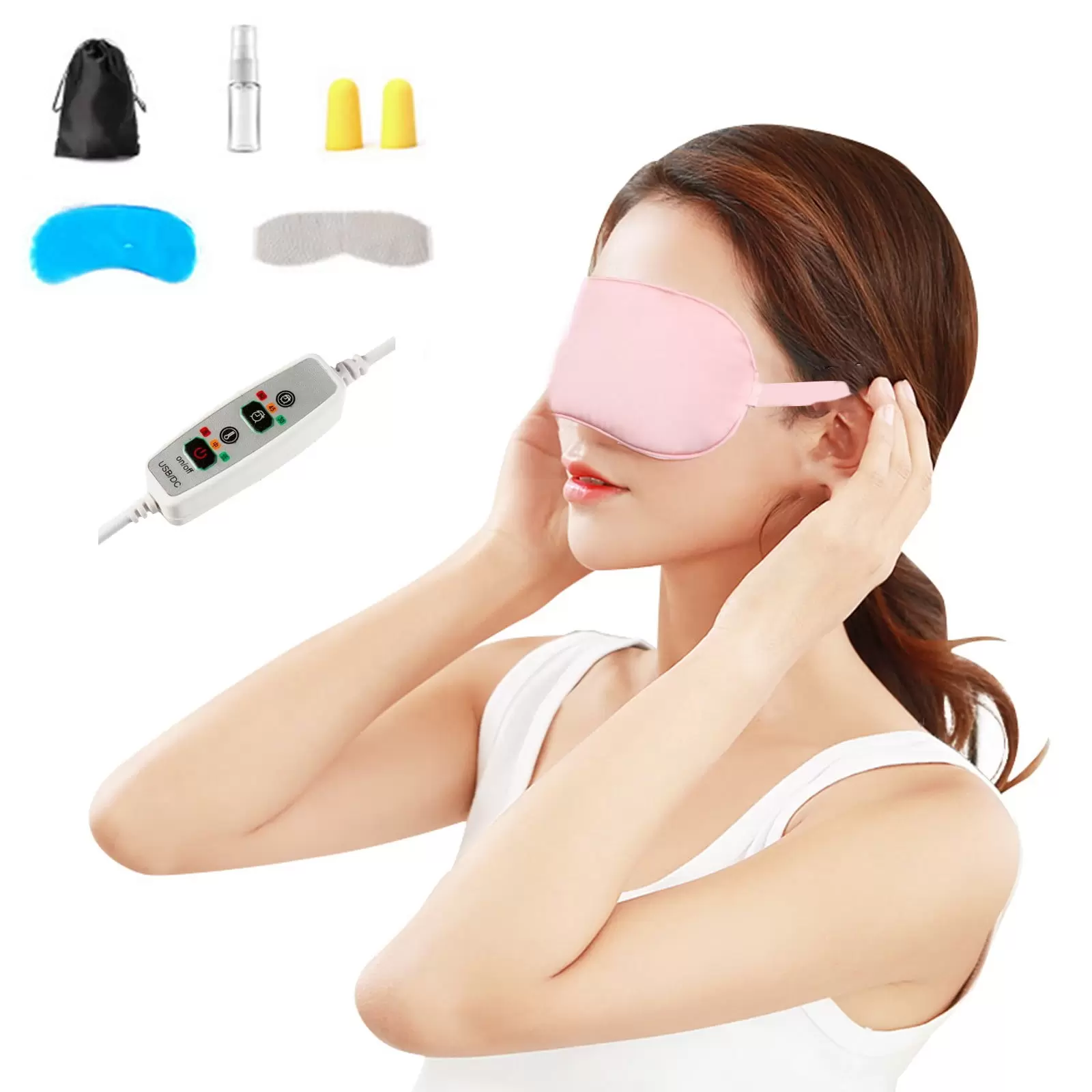 QTOCIO Home Appliances. Heated Eye Mask. Warm Eye Compress Mask For Dry Eyes. USB Electric Eye Heating Pad With Temperature & Timer Control Eye Mask