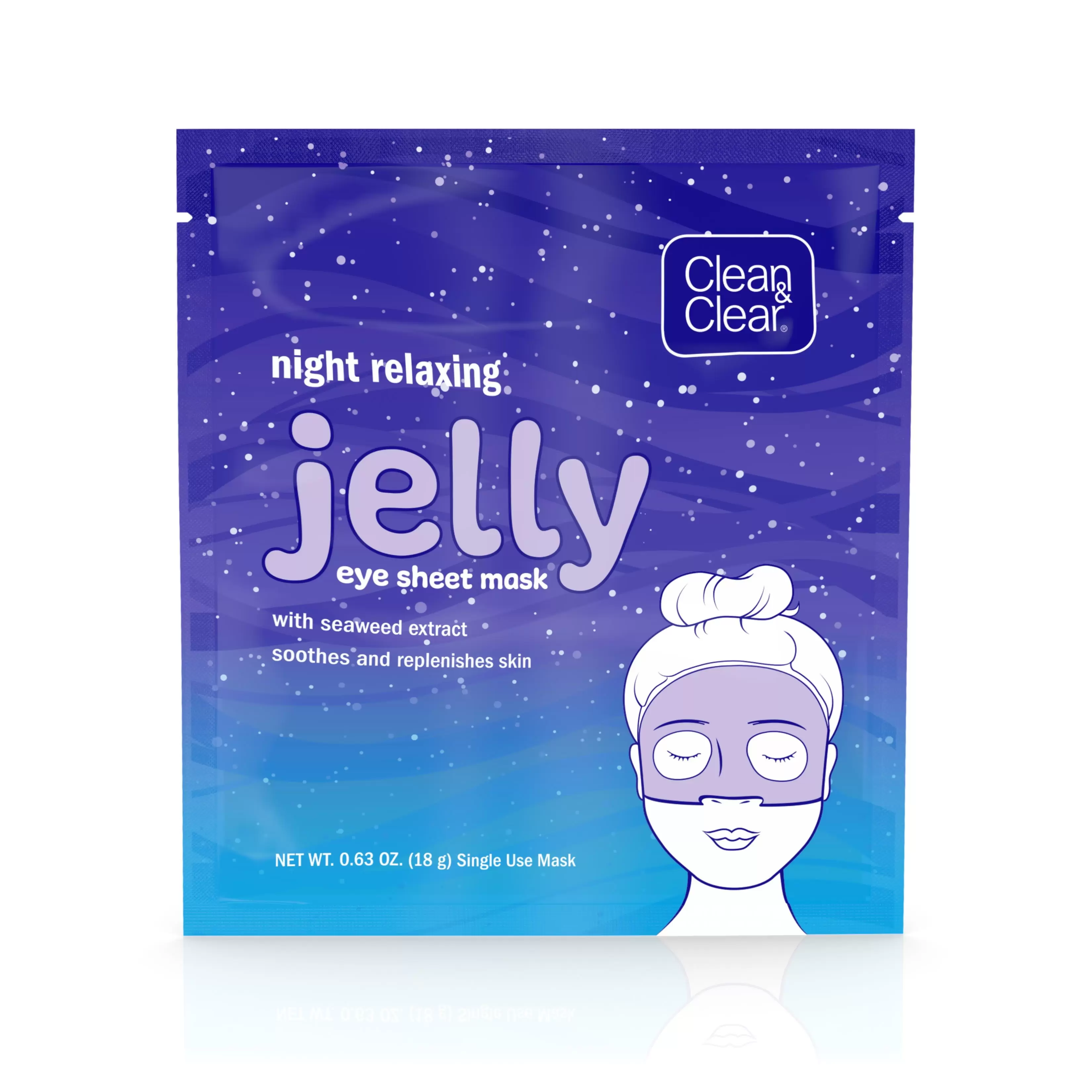 Clean & Clear Night Relaxing and Hydrating Jelly Eye Mask Sheet. 0.63 oz. 1 Count