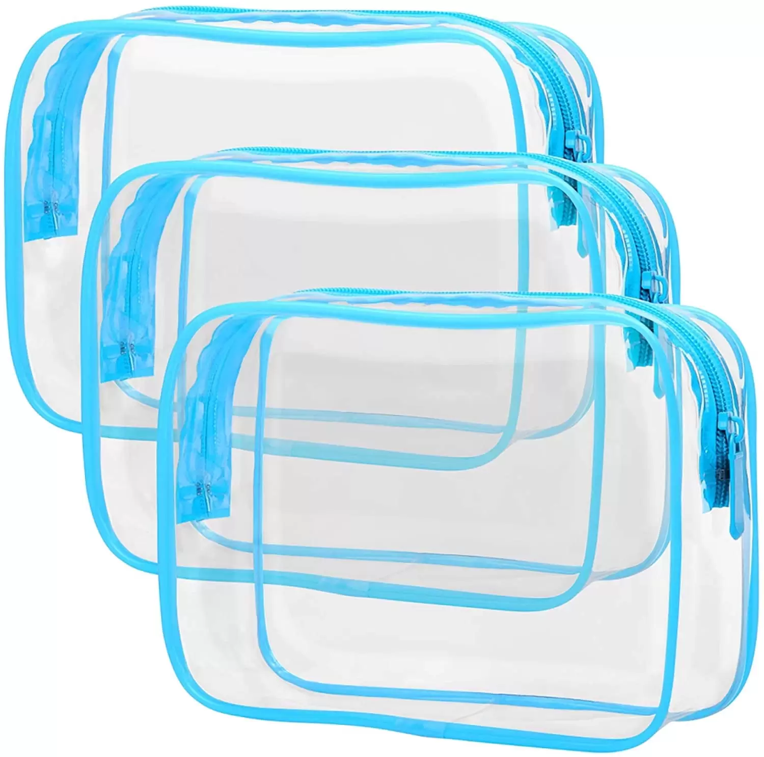 Clear Toiletry Bag. 3 Pack TSA Approved Toiletry Bag Quart Size Bag. Travel Makeup Cosmetic Bag for Women Men. Carry on Airport Airline Compliant Bag