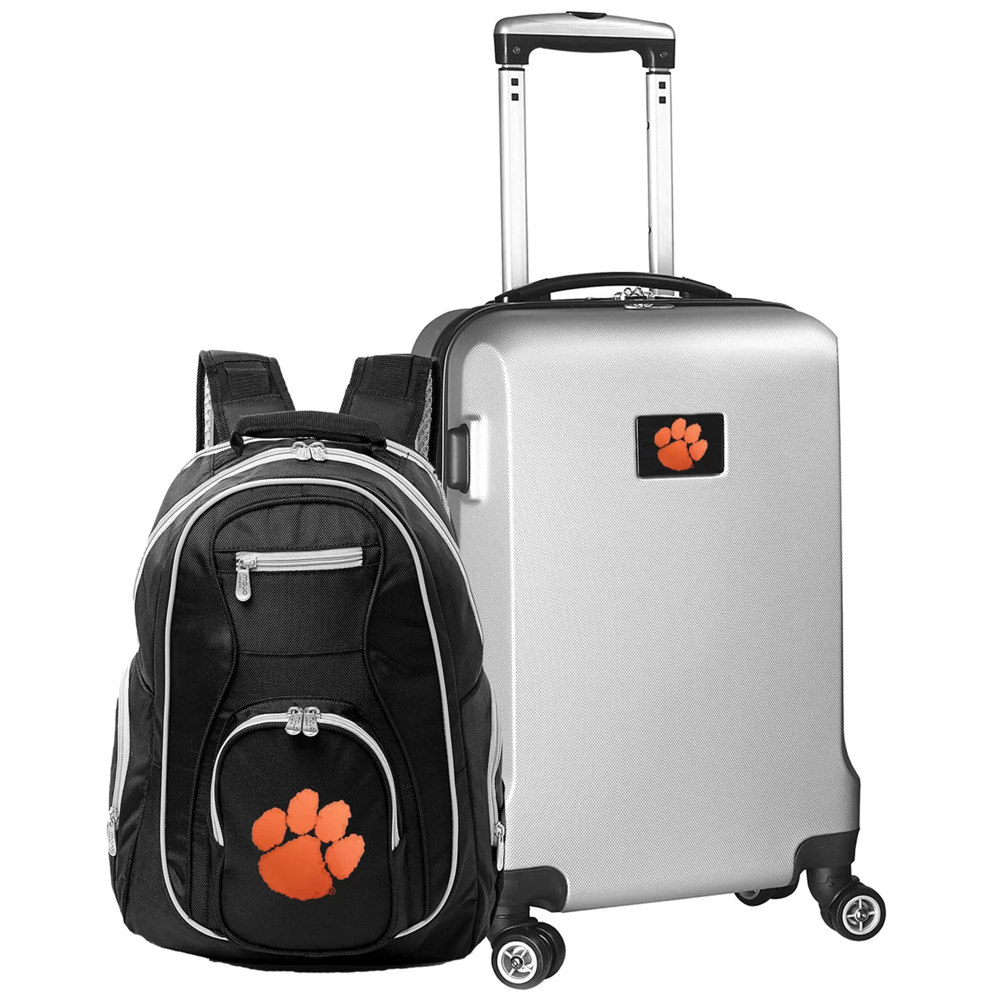 Clemson Tigers Deluxe 2-Piece Backpack and Carry-On Set - Silver