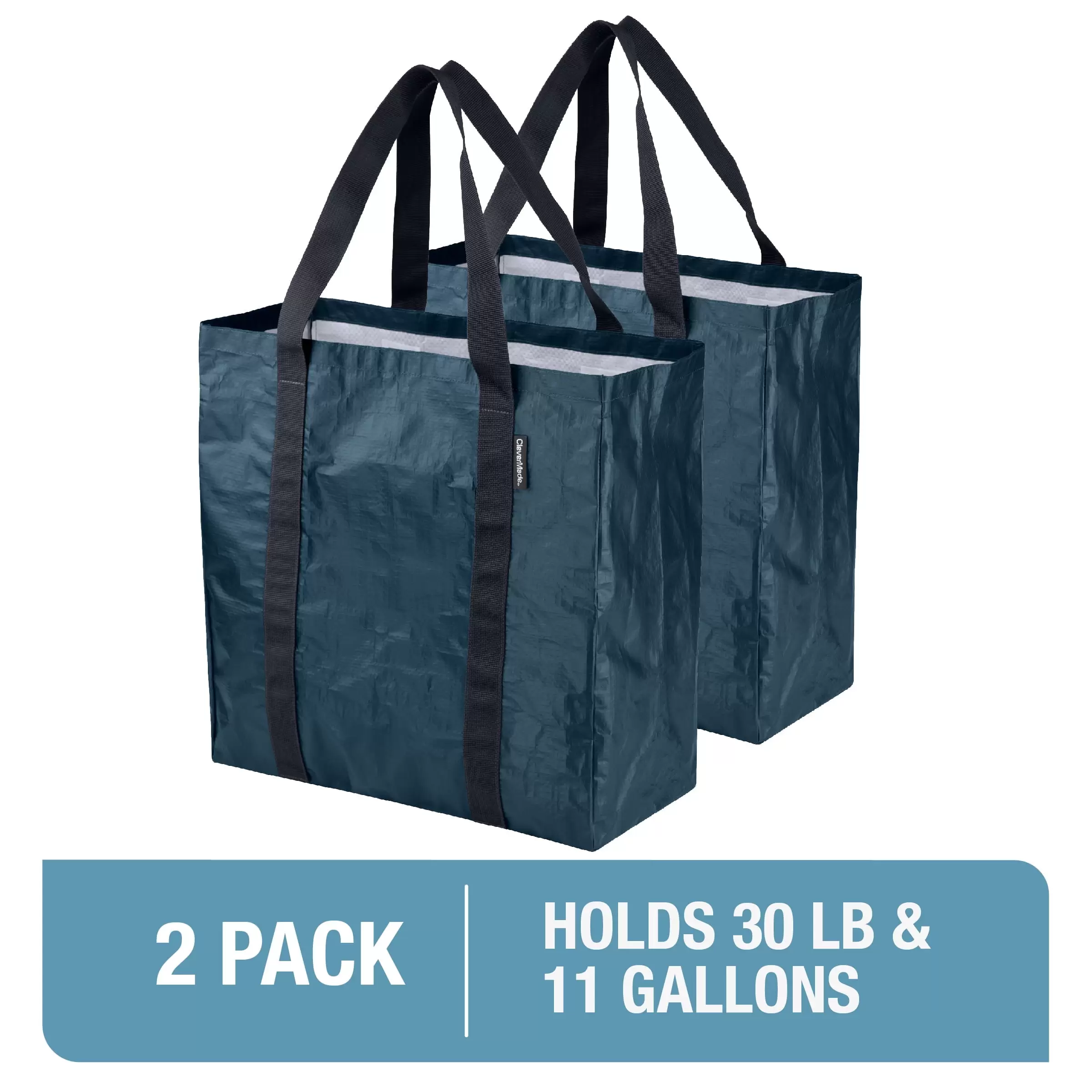 CleverMade Storage Tote. Frakta Grocery Shopping Bag. Ocean Blue 2 Pack