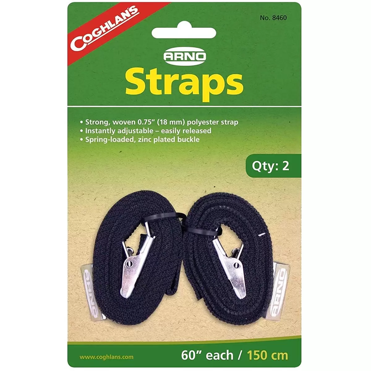 Coghlan's 0.75 in. W X 60 in. L Black Arno Strap 1 lb 2 pk