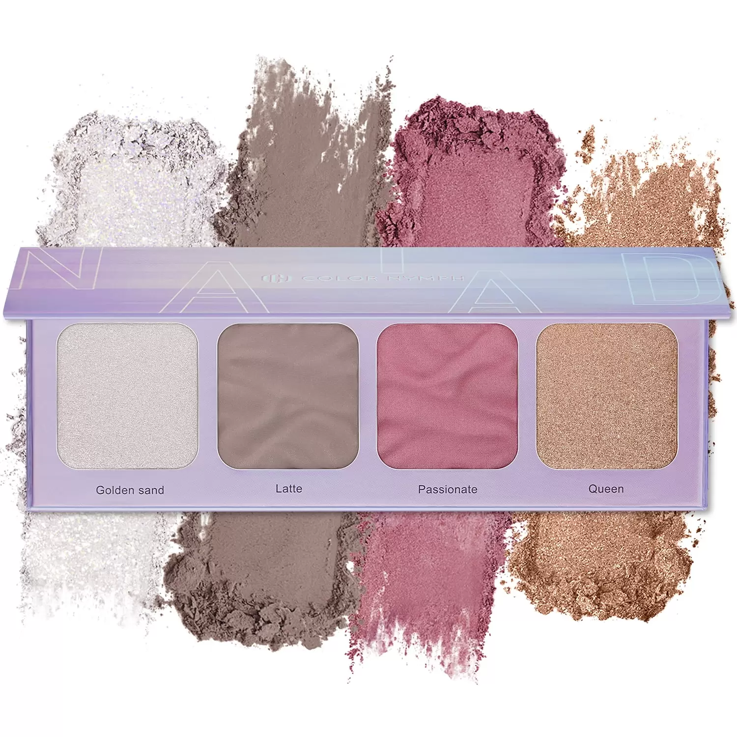 Color Nymph Blush and Highlighter Palette 4 Colors Powder Highlighter Makeup for Teen Girl Face Makeup Powder Set Included Highlighter. Blush. Bronzing Powder. Contour Powder with Mirror (Purple)